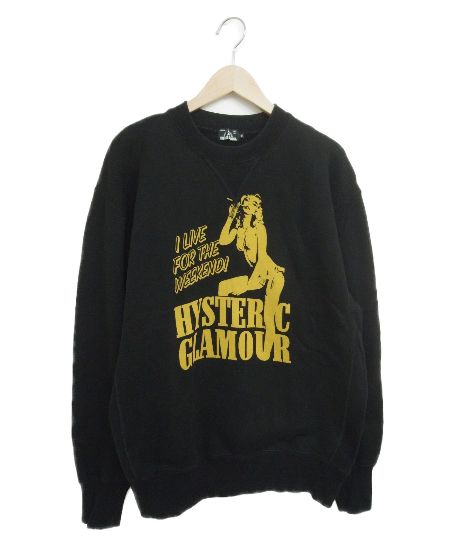 Hysteric Glamour (ヒステリックグラマー) プリントクルーネックスウェット ブラック サイズ:M 02183CS07 HG LIVE  FOR THE WEEKEND