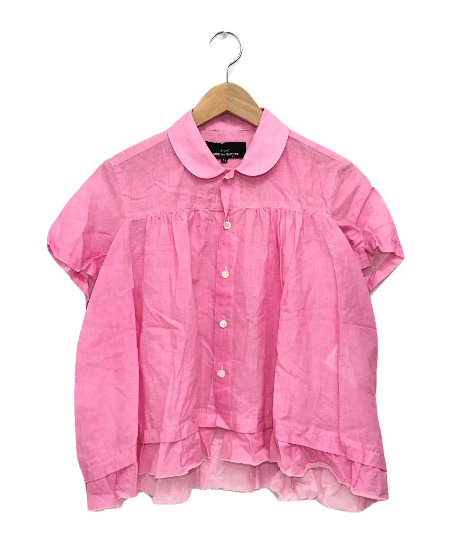COMME des GARCONS tricot (コムデギャルソントリコ) 半袖フリルシャツ ピンク サイズ:M