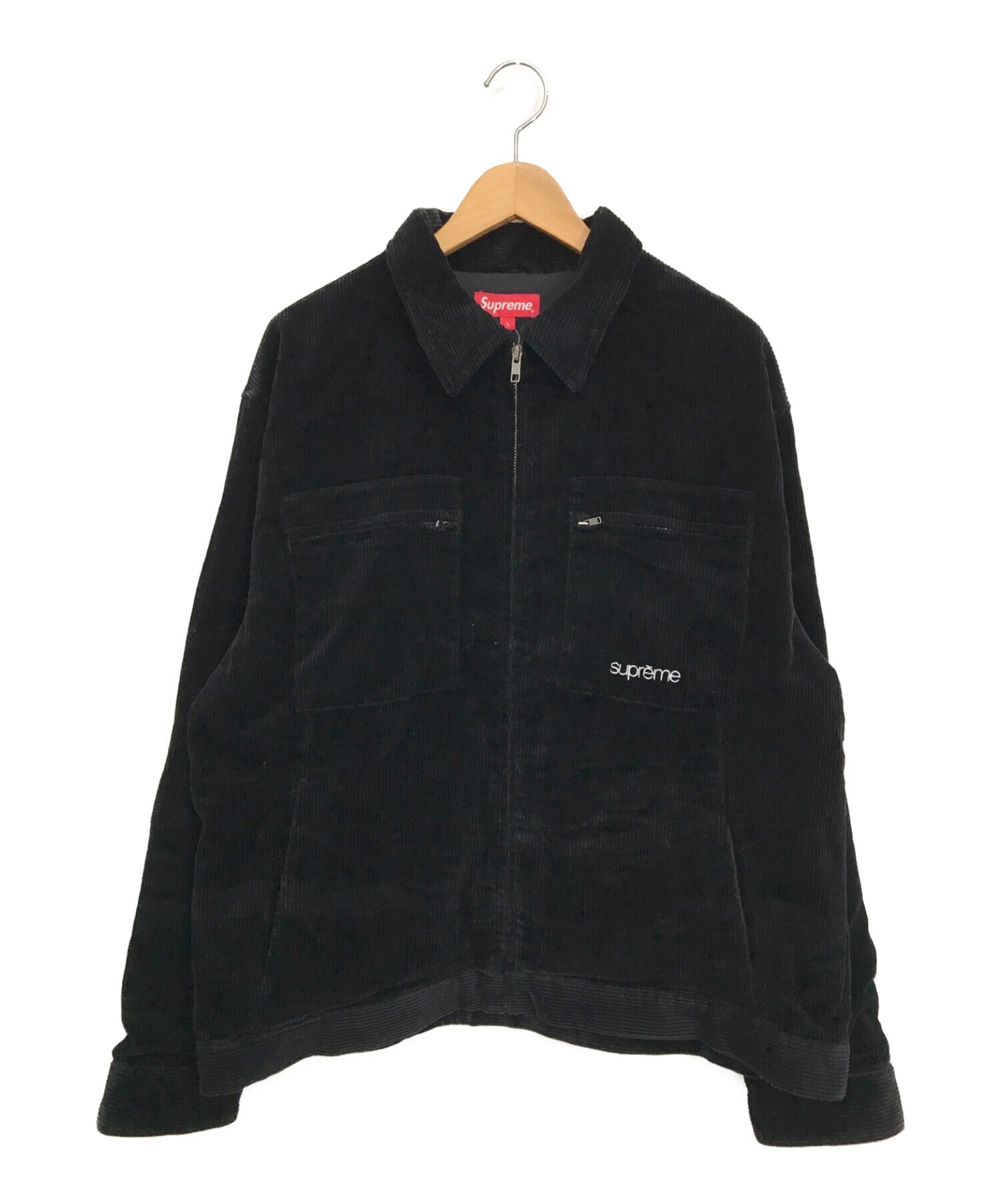 SUPREME (シュプリーム) コーデュロイジップジャケット ブラック サイズ:L