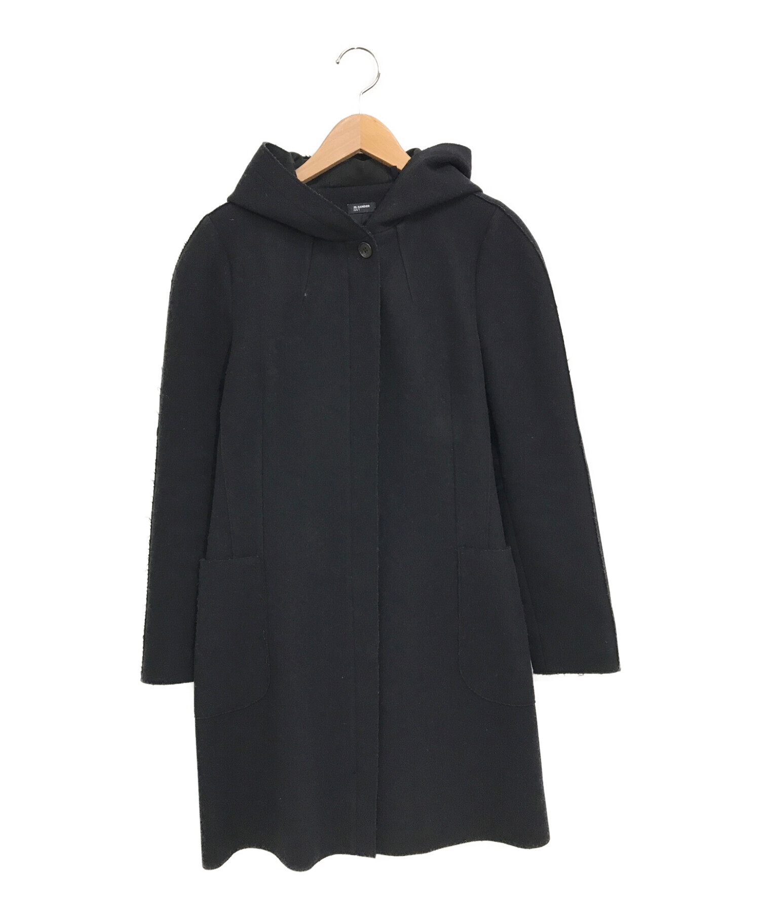 JIL SANDER NAVY (ジルサンダー ネイビー) ウールカシミヤフーデッドコート ネイビー サイズ:34