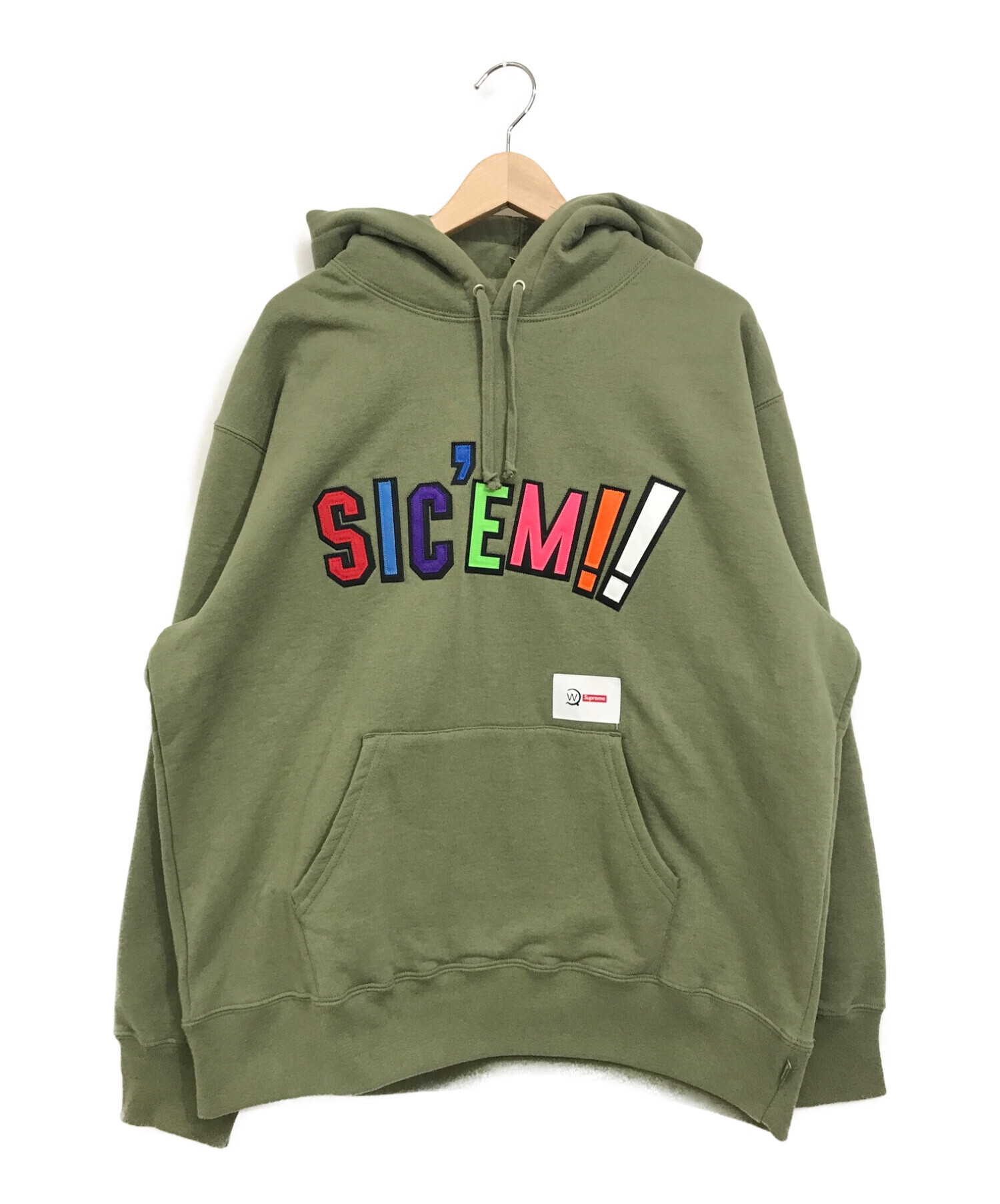 SUPREME × WTAPS (シュプリーム x ダブルタップス) シリエムフーディースウェットシャツ オリーブ サイズ:L