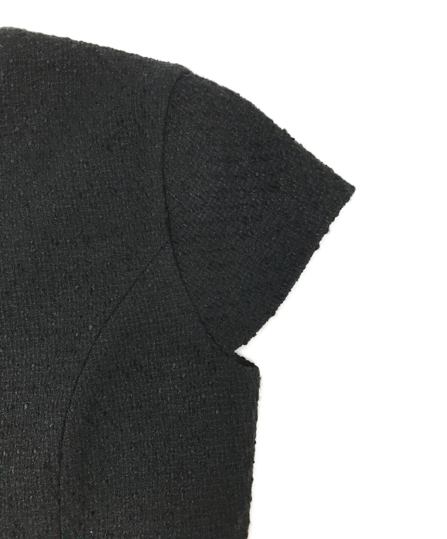 【良品】YOKO CHAN 夏素材バルーンワンピース ブラック 半袖 38
