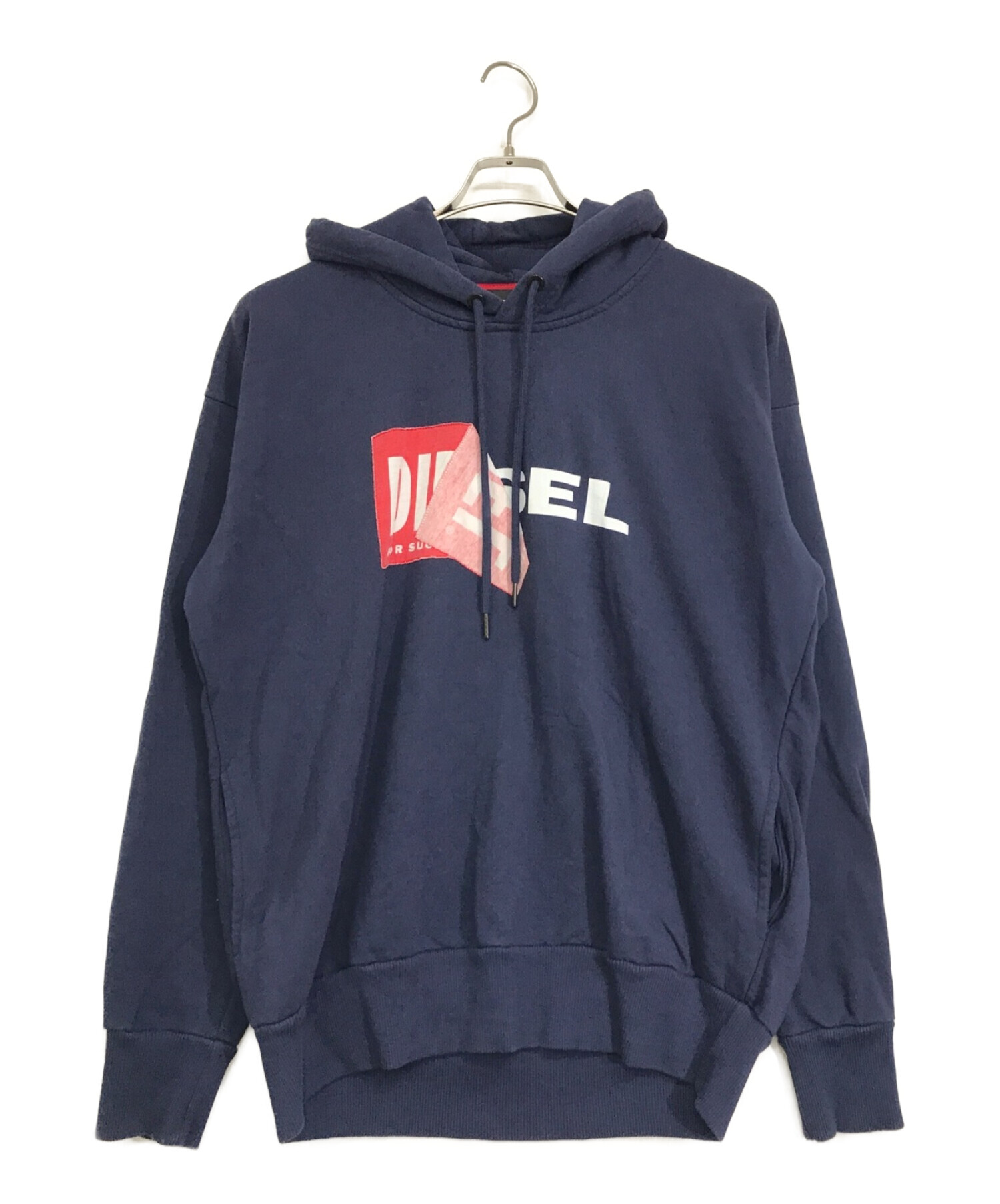 DIESEL (ディーゼル) ロゴプルオーバーパーカー ネイビー サイズ:M