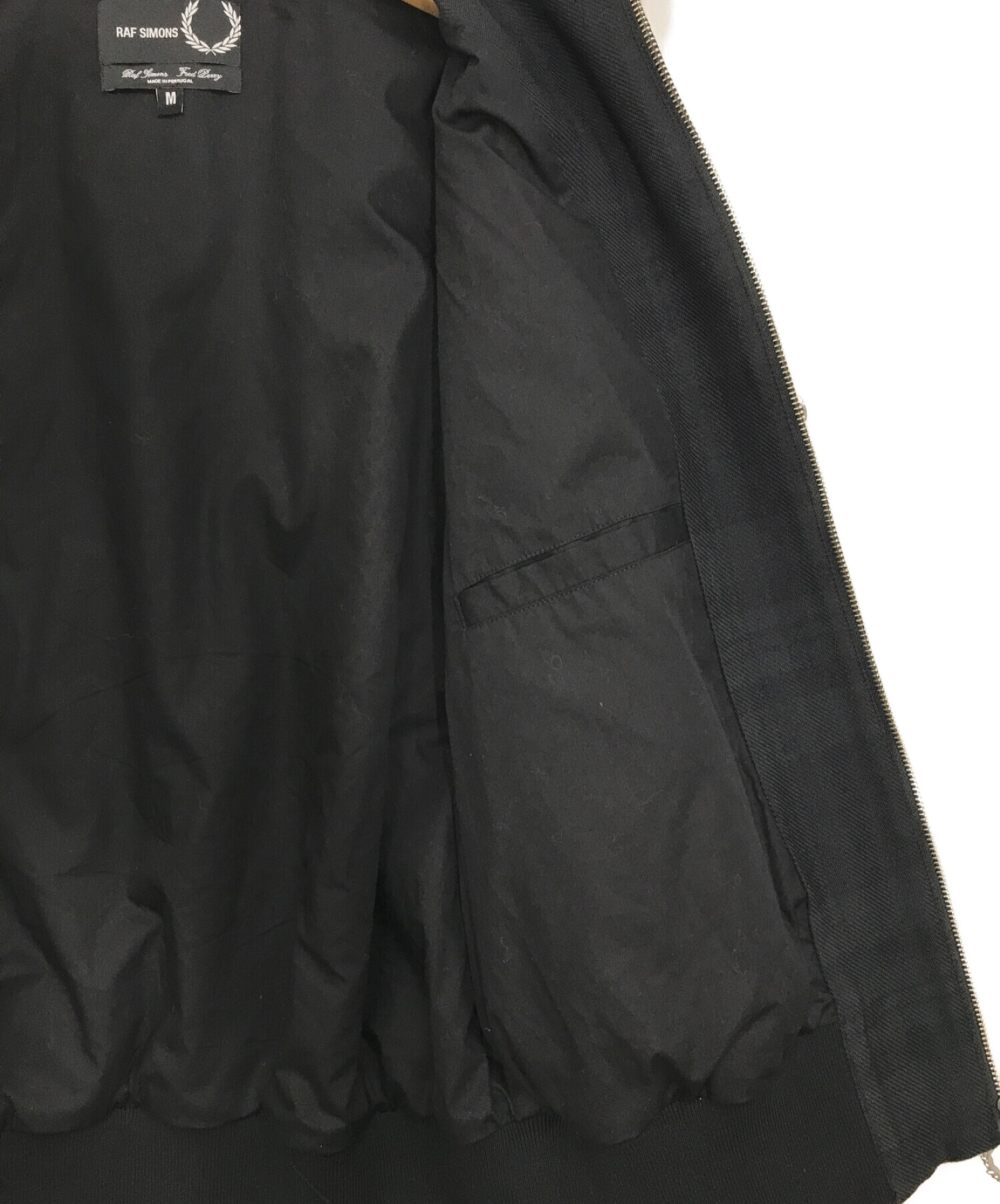 RAF SIMONS × FRED PERRY (ラフシモンズ × フレッドペリー) ハリントンジャケット ブラック サイズ:M