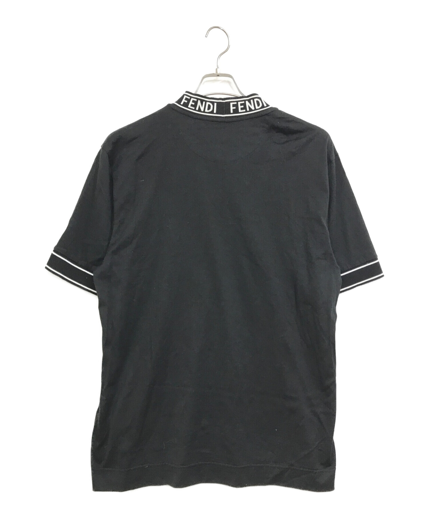FENDI (フェンディ) ロゴハイネックTシャツ ブラック サイズ:L