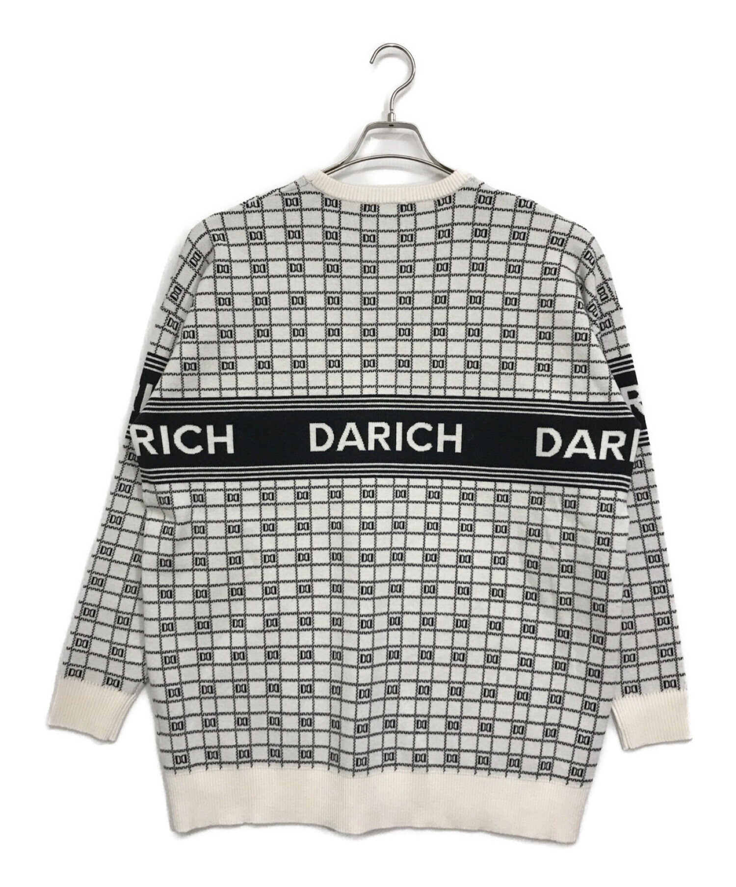 darich (ダーリッチ) DDロゴジャガードオーバーニットトップス ホワイト×ブラック サイズ:FREE 未使用品
