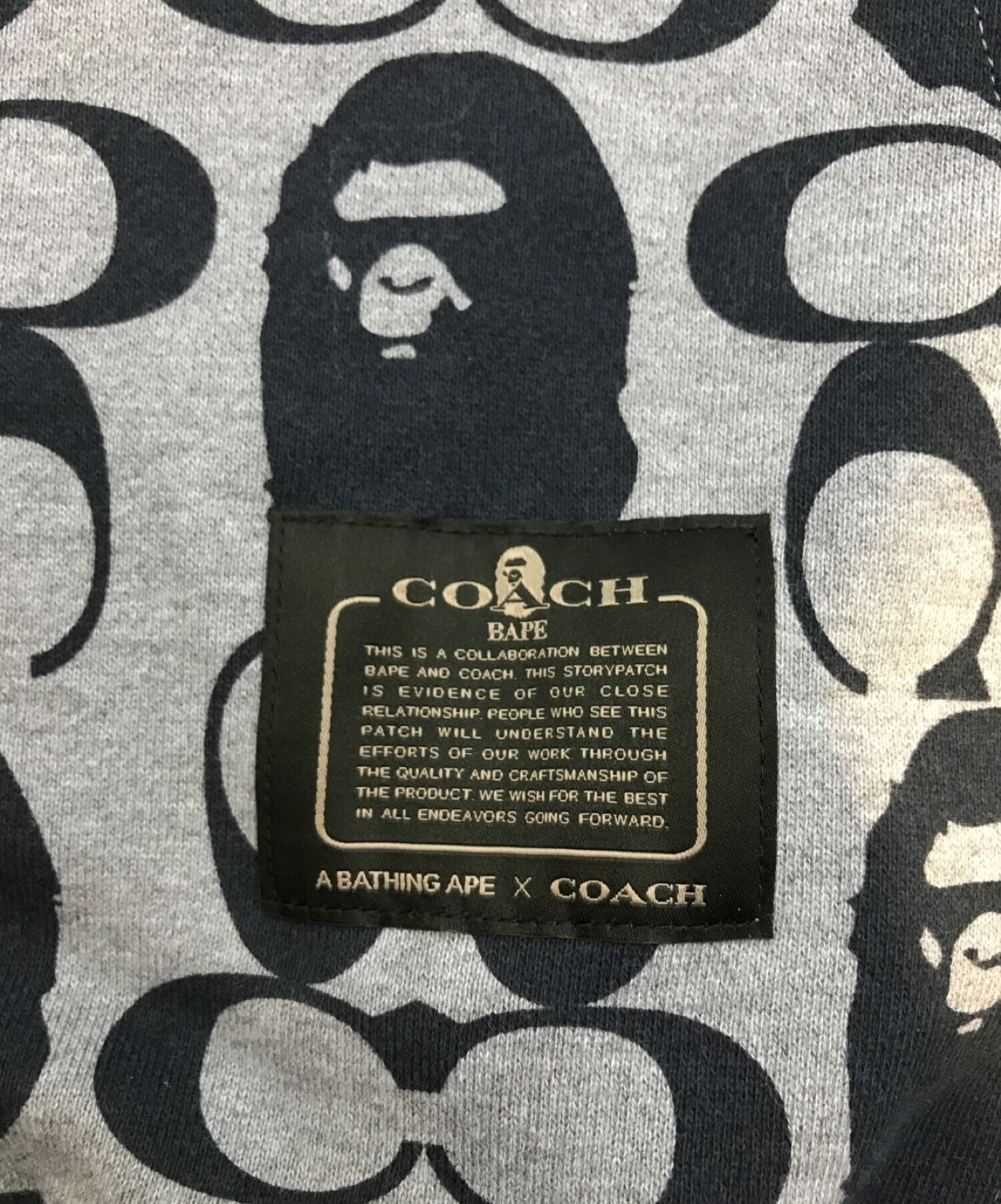 BAPE x COACH (ベイプ×コーチ) プルオーバーフーディ グレー サイズ:L 未使用品