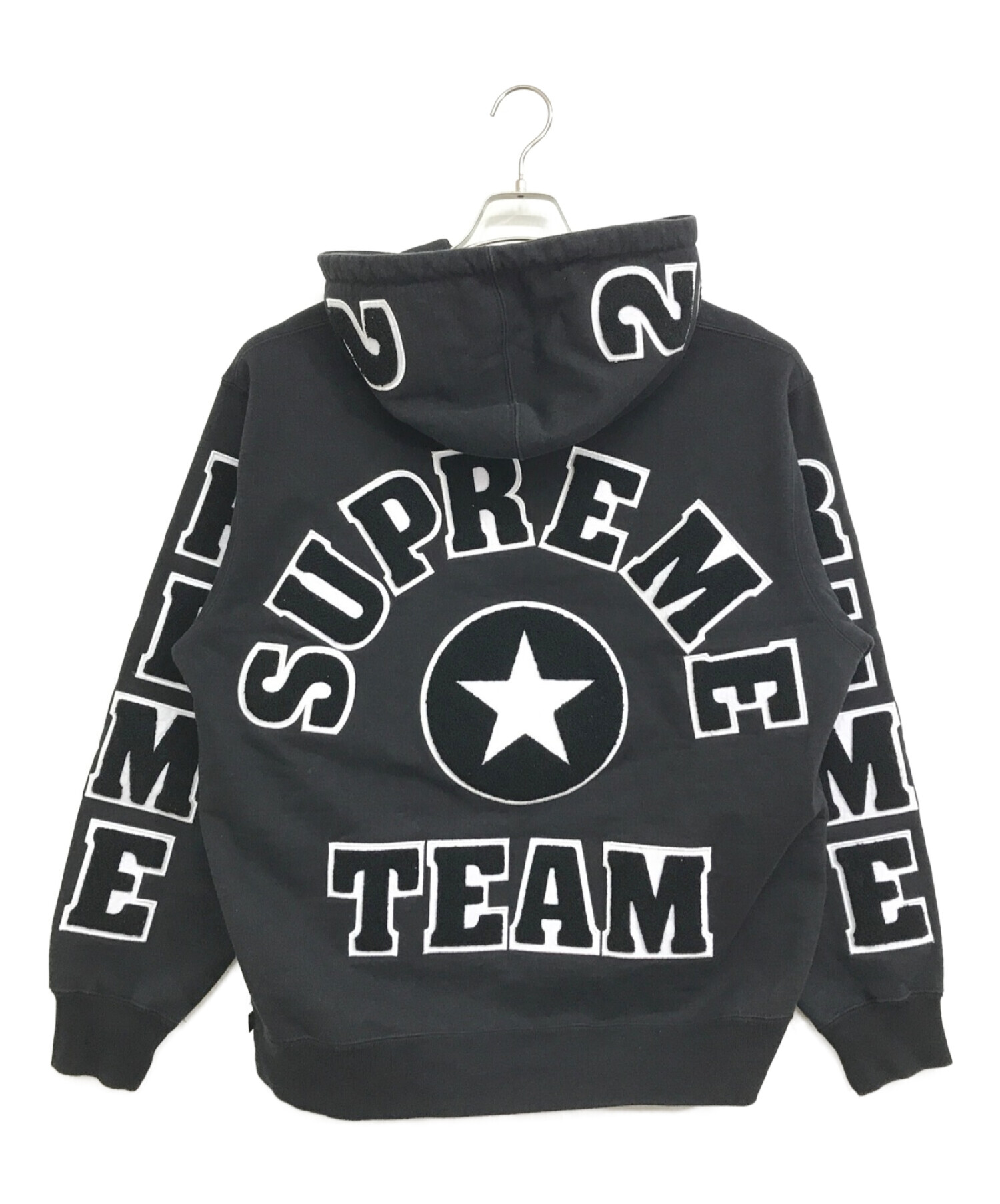 SUPREME (シュプリーム) チームシェニールフーデッドスウェットシャツ ブラック サイズ:M