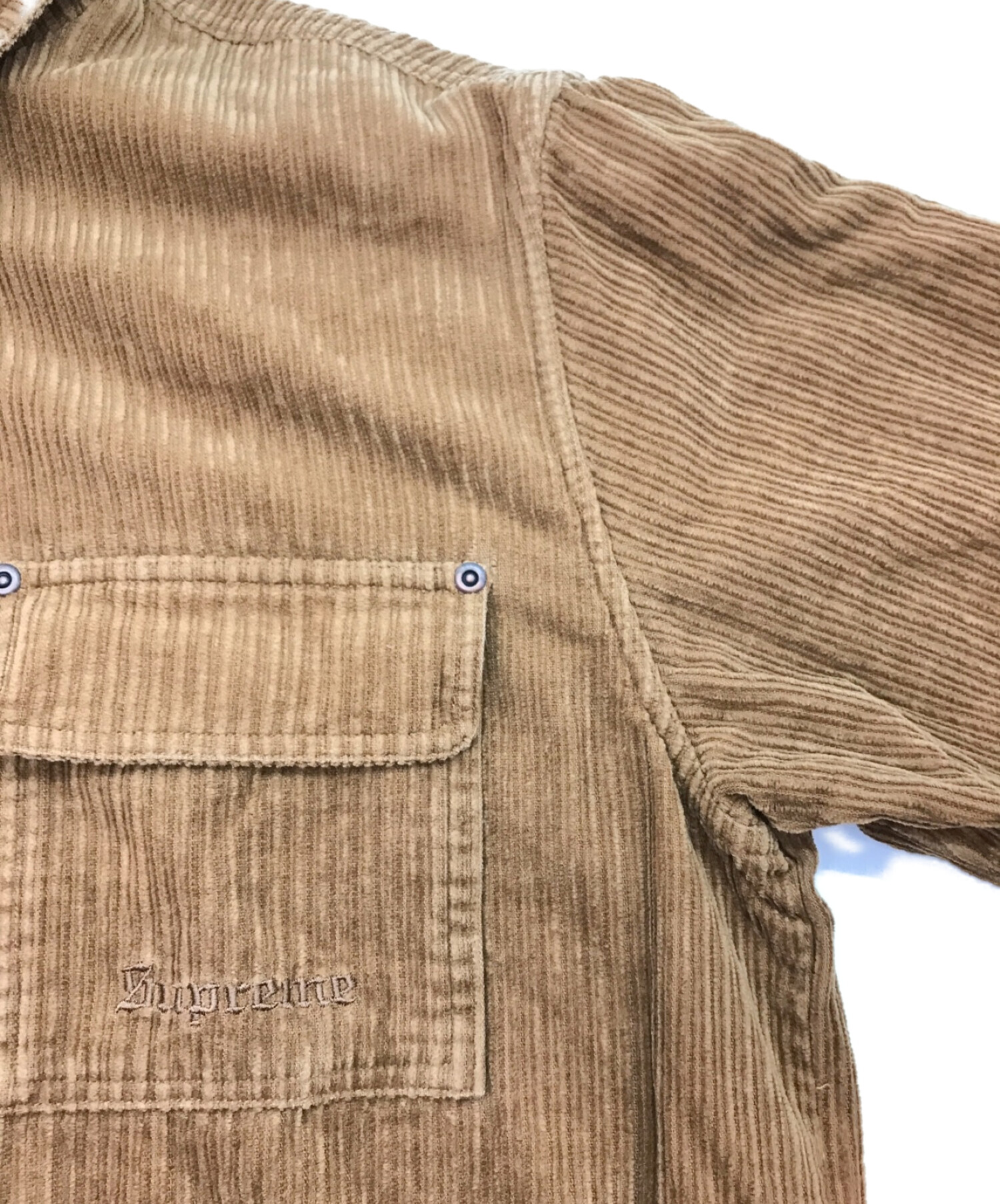 SUPREME (シュプリーム) コーデュロイジップシャツ 17AW Corduroy Zip Up Shirt ブラウン サイズ:M