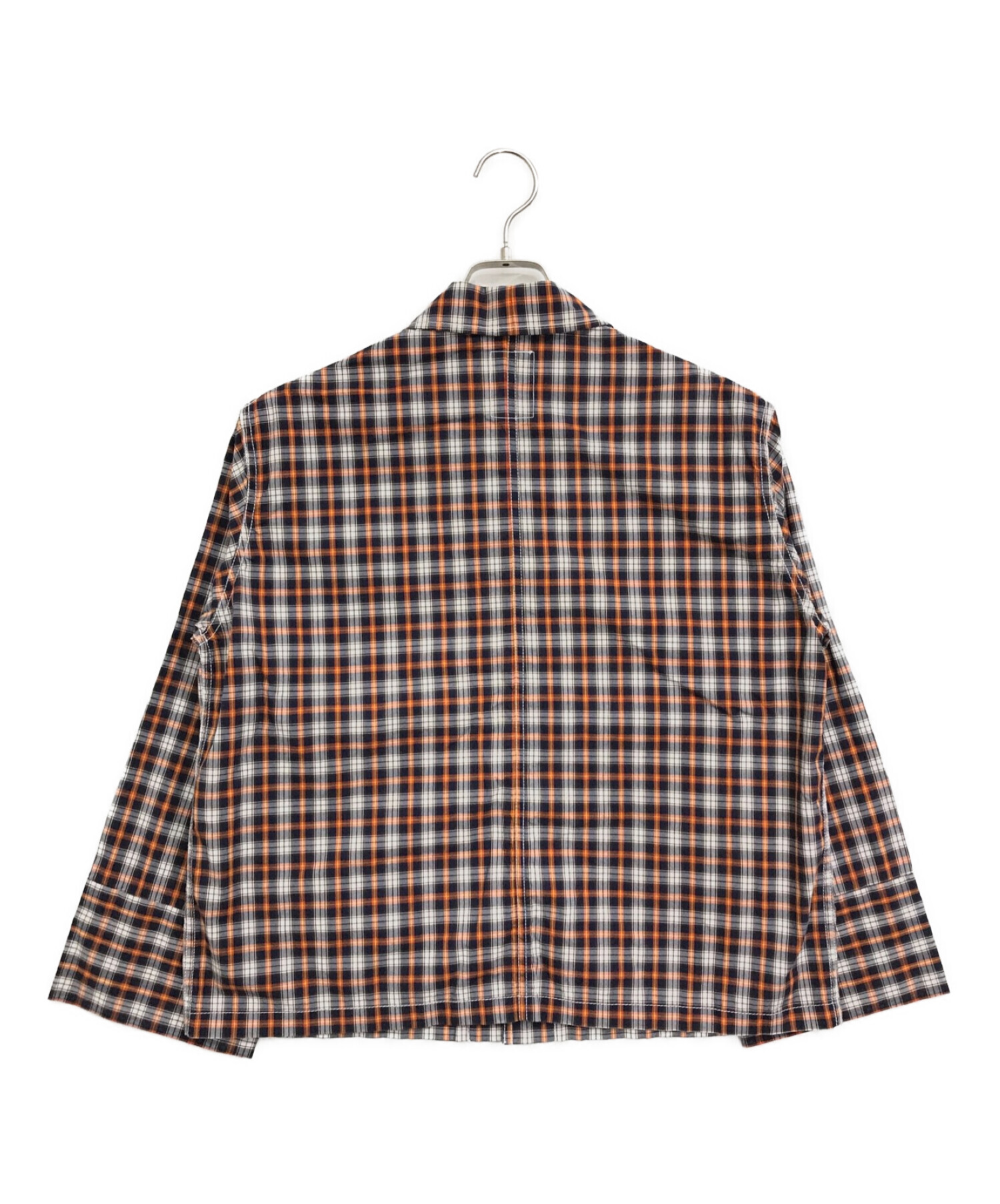DANTON (ダントン) コットンシャツジャケット オレンジ×ネイビー サイズ:36 未使用品