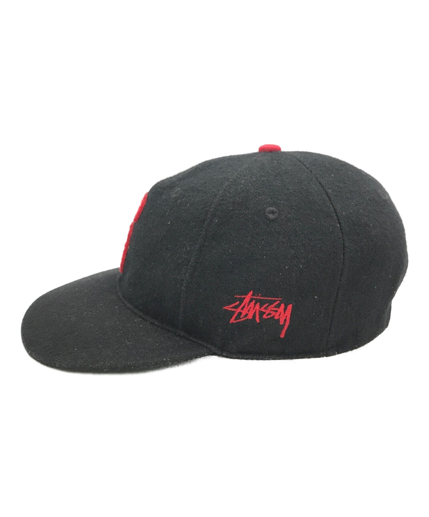 美品 STUSSY CAPS EBBETS FIELD FLANNELS製 ウールキャップ グリーン