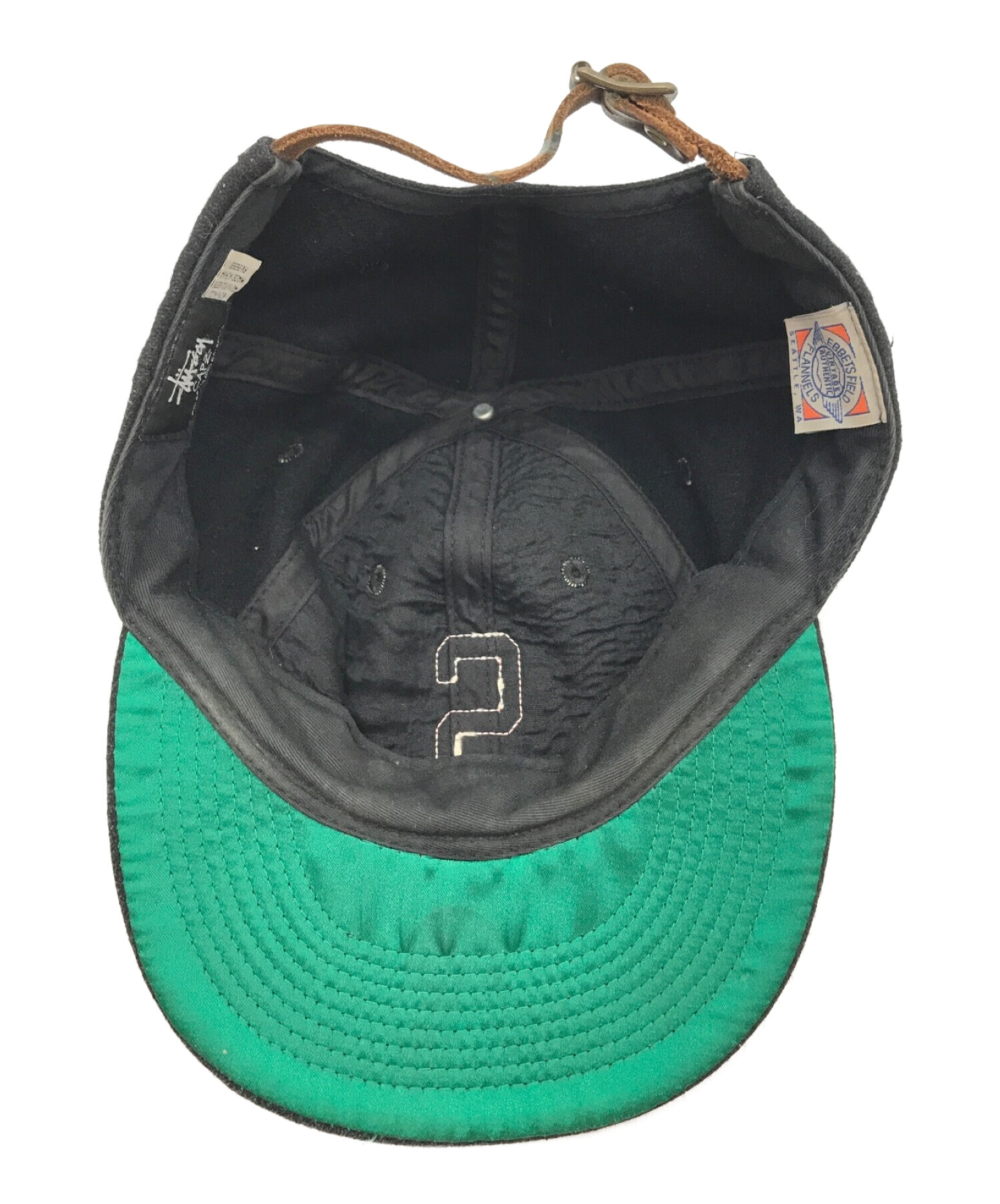 美品 STUSSY CAPS EBBETS FIELD FLANNELS製 ウールキャップ グリーン