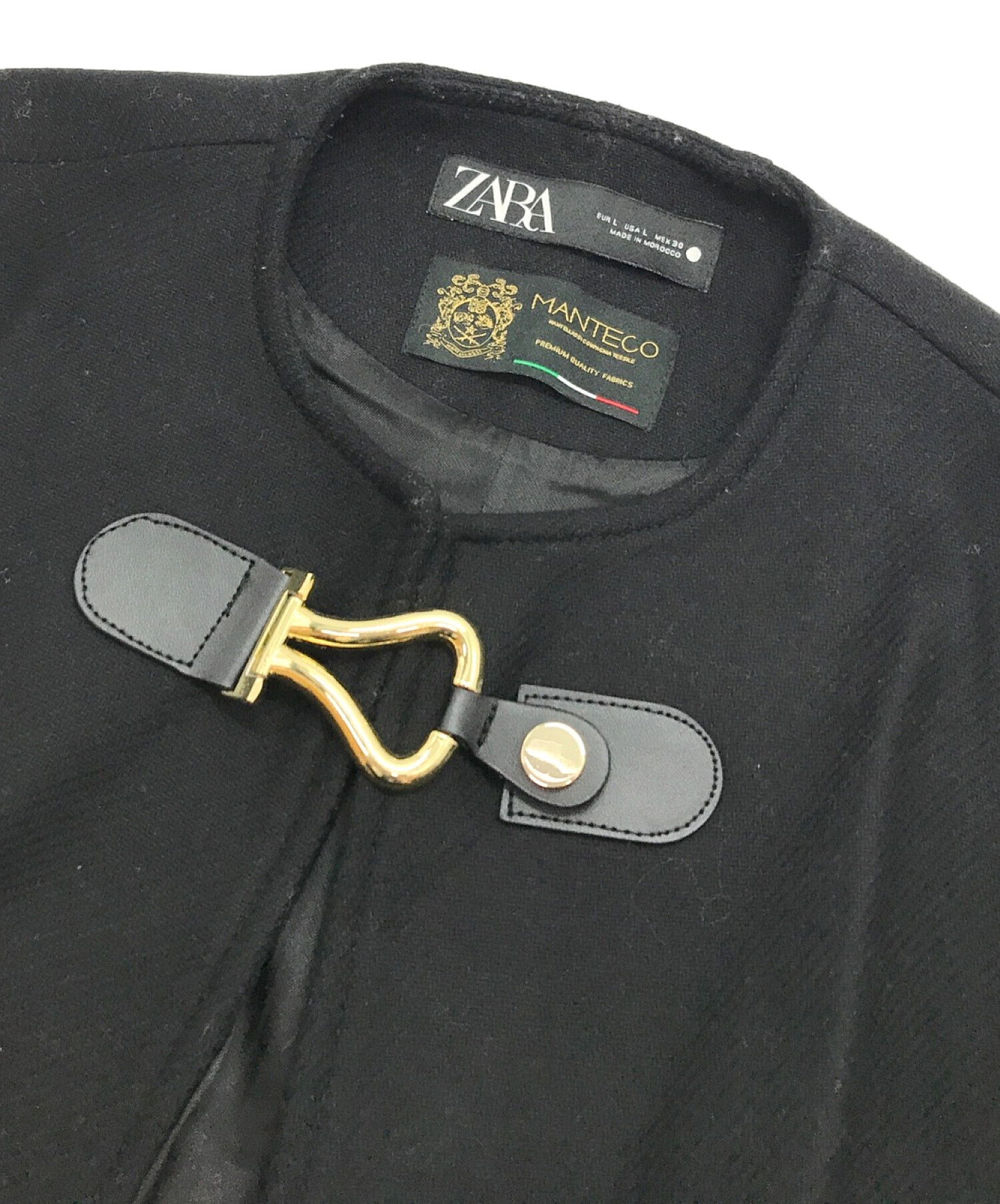 ZARA (ザラ) バックル付ケープコート ブラック サイズ:L