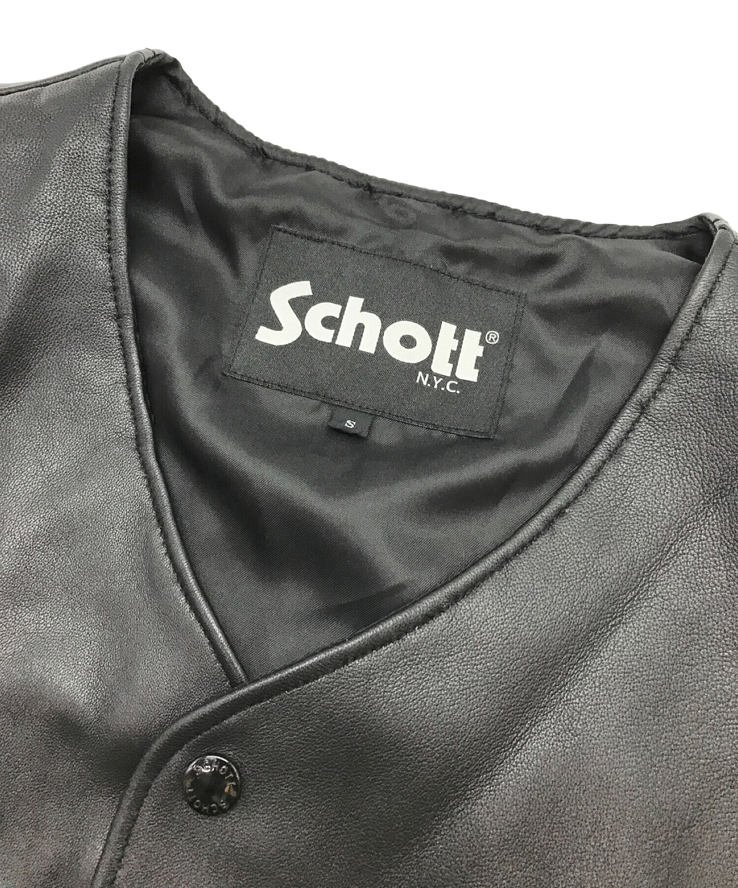 nano・universe (ナノユニバース) Schott (ショット) 別注ラムレザーベスット ブラック サイズ:Ｓ