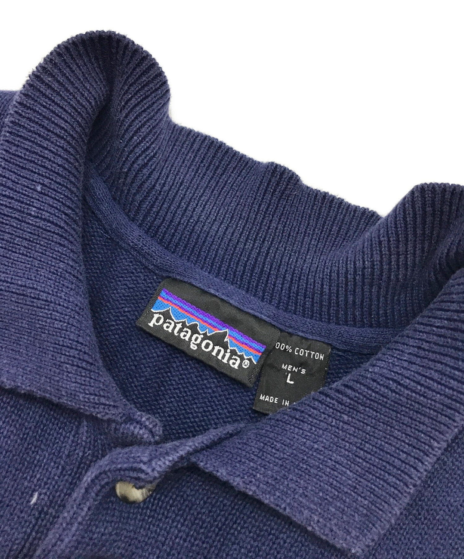 Patagonia (パタゴニア) USA製 コットンニットポロシャツ ネイビー サイズ:Ｌ