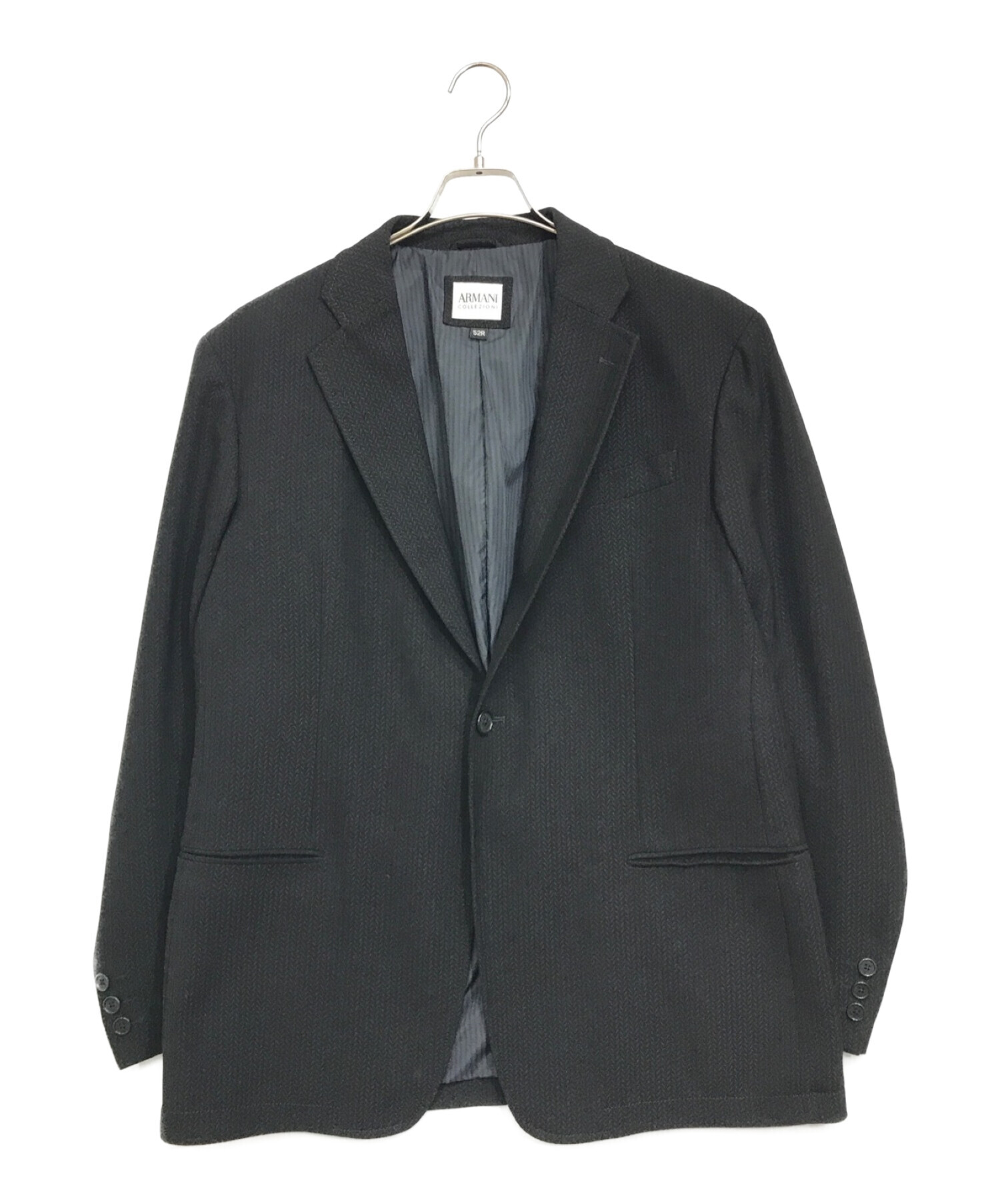 ARMANI COLLEZIONI (アルマーニ コレツィオーニ) ジャージー1Bジャケット ブラック サイズ:52（XL相当）