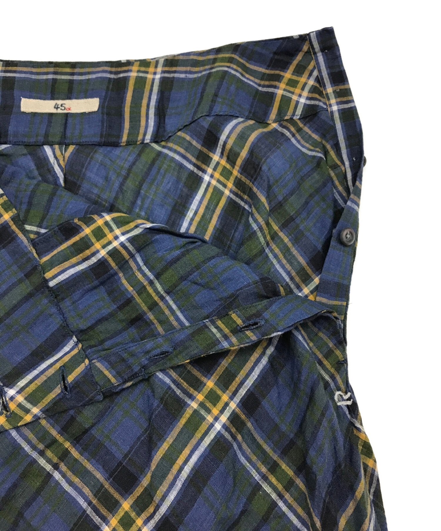 45R (フォーティーファイブアール) マドラスチェック柄スカート ネイビー×グリーン サイズ:2