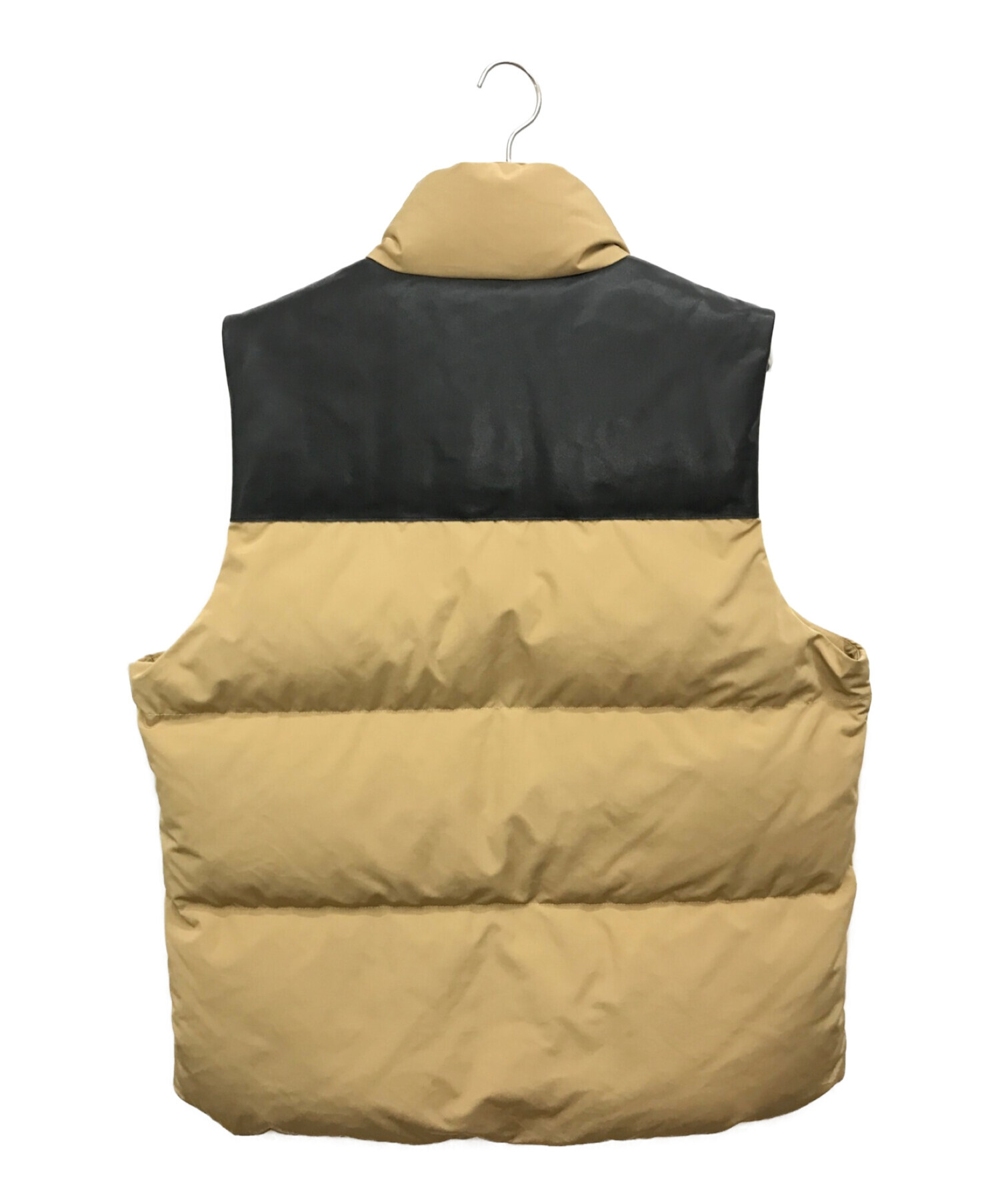 Schott (ショット) クラシックレザーコンビダウンベスト / CLASSIC LEATHER COMBI DOWN VEST / 中綿ベスト  ベージュ×ブラック サイズ:Ｌ