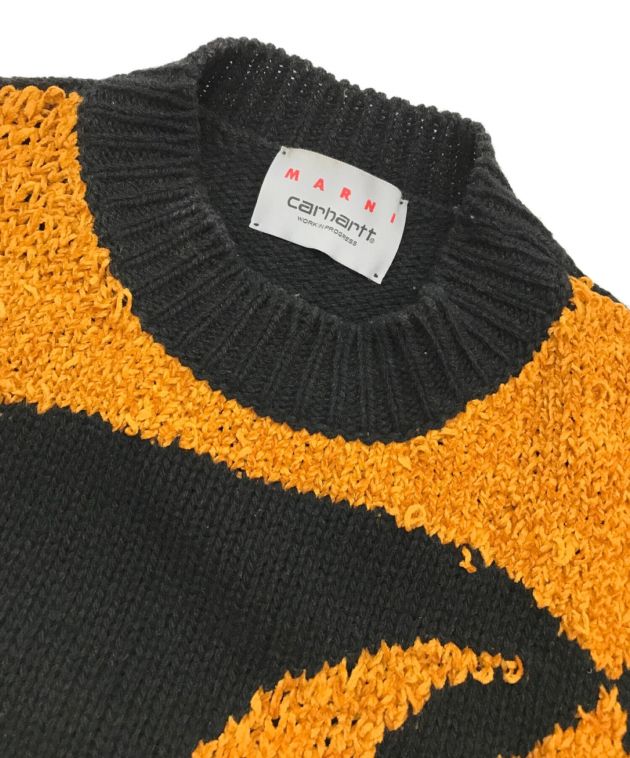 MARNI (マルニ) Carhartt WIP (カーハートダブリューアイピー) Jacquard Logo Knit / ジャガードロゴニット  イエロー×ブラック サイズ:46（M相当）