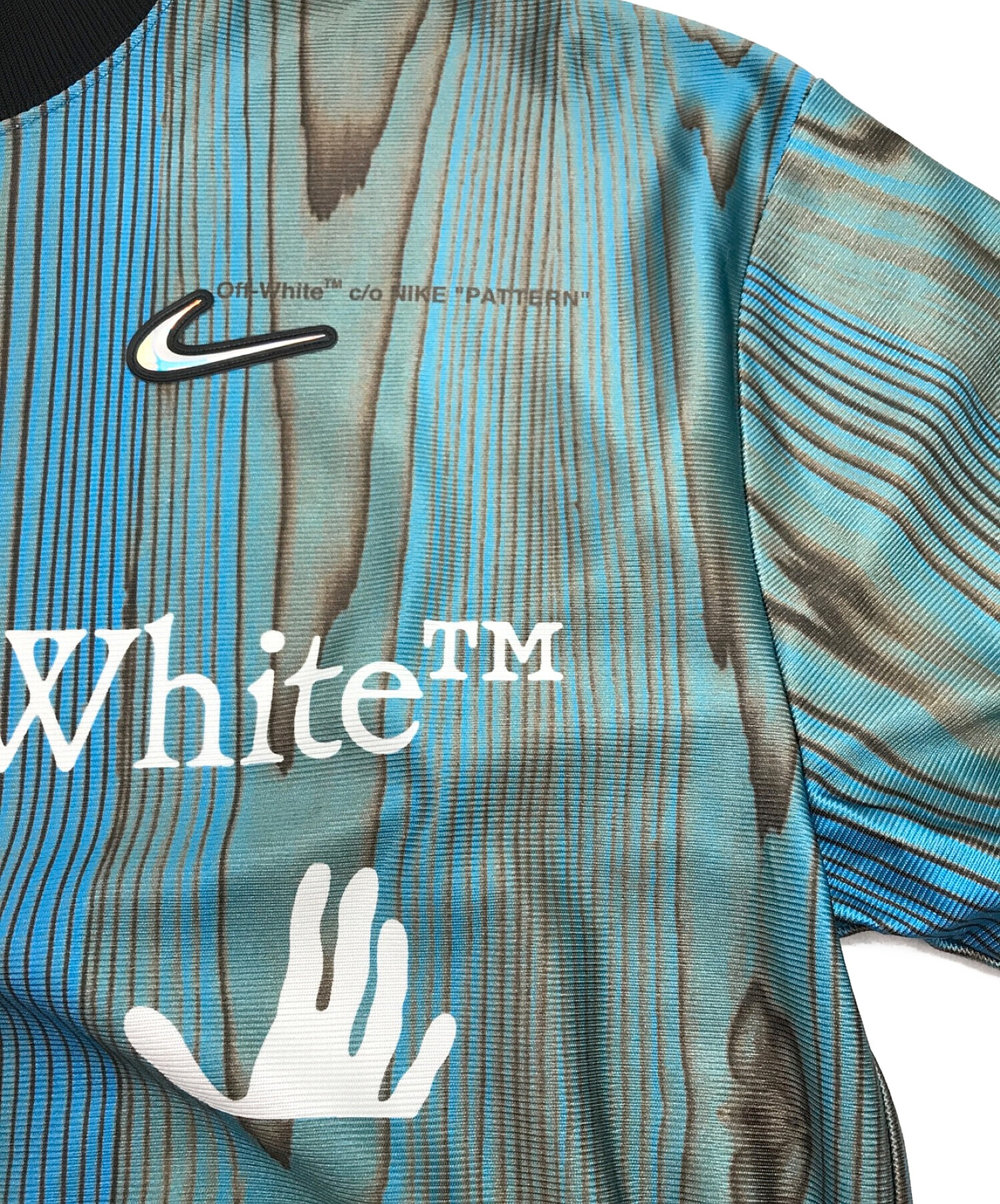 NIKE (ナイキ) OFFWHITE (オフホワイト) NRG JERSEY IMPERIAL BLUE / ロゴプリントジャージープルオーバー  アームラバーロゴ 長袖Tシャツ ブルー サイズ:L
