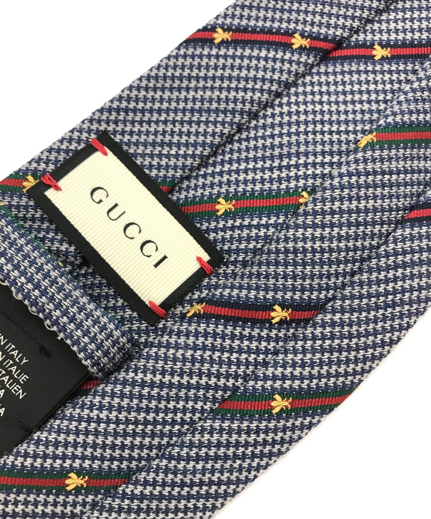 中古・古着通販】GUCCI (グッチ) ビー ストライプネクタイ ブルー