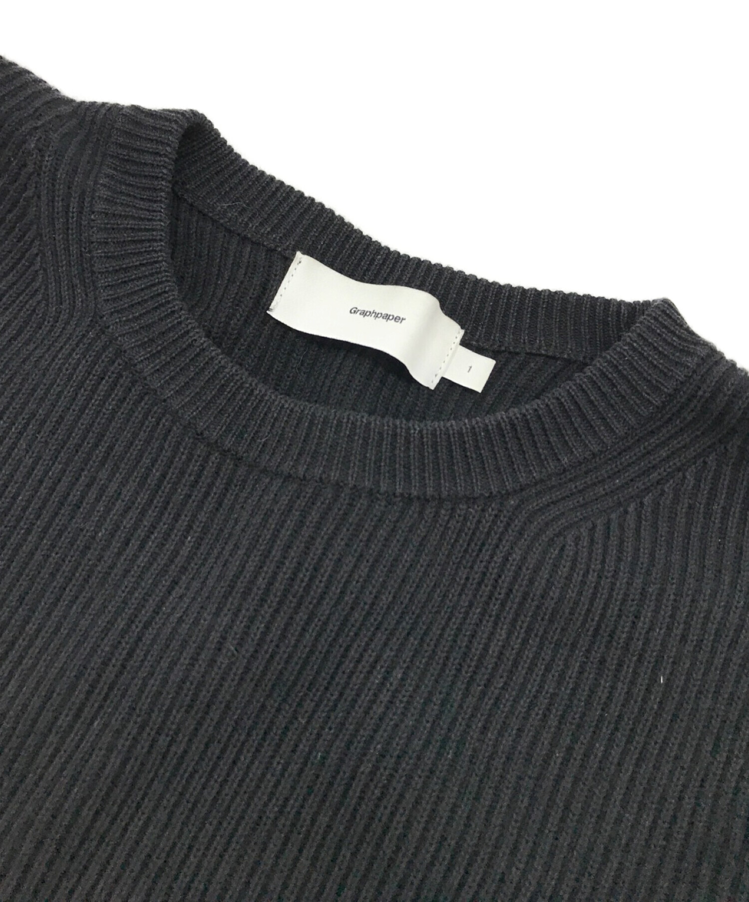 Graphpaper (グラフペーパー) High Density Cotton Crew Neck Knit / コットン クルーネックニット  ブラック サイズ:1