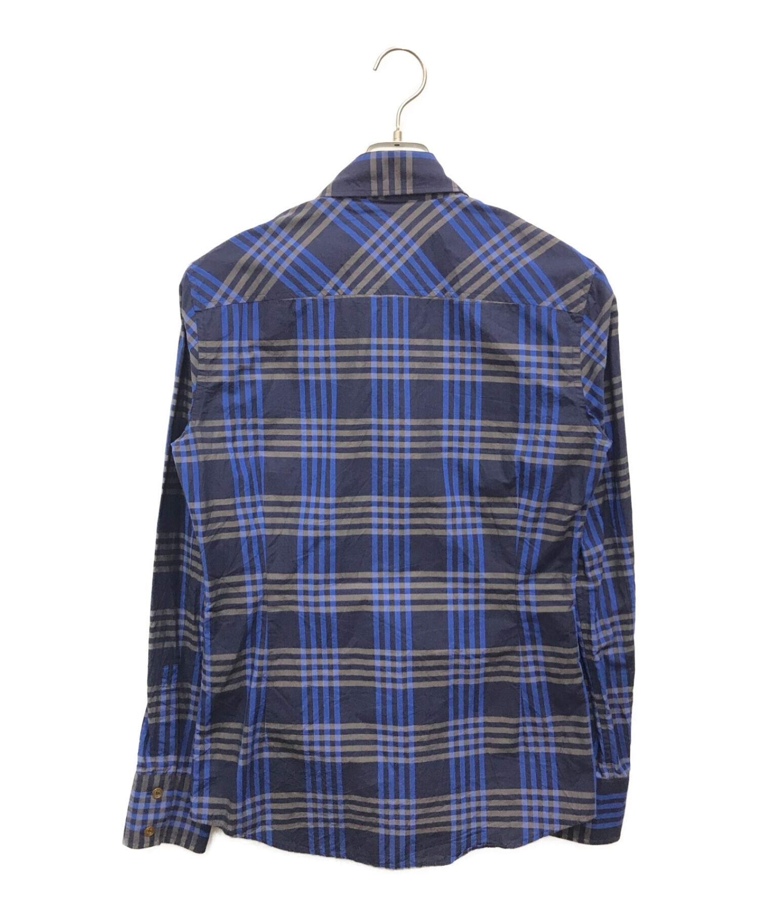 Vivienne Westwood man (ヴィヴィアン ウェストウッド マン) チェックシャツ　長袖シャツ ネイビー サイズ:44（S相当）
