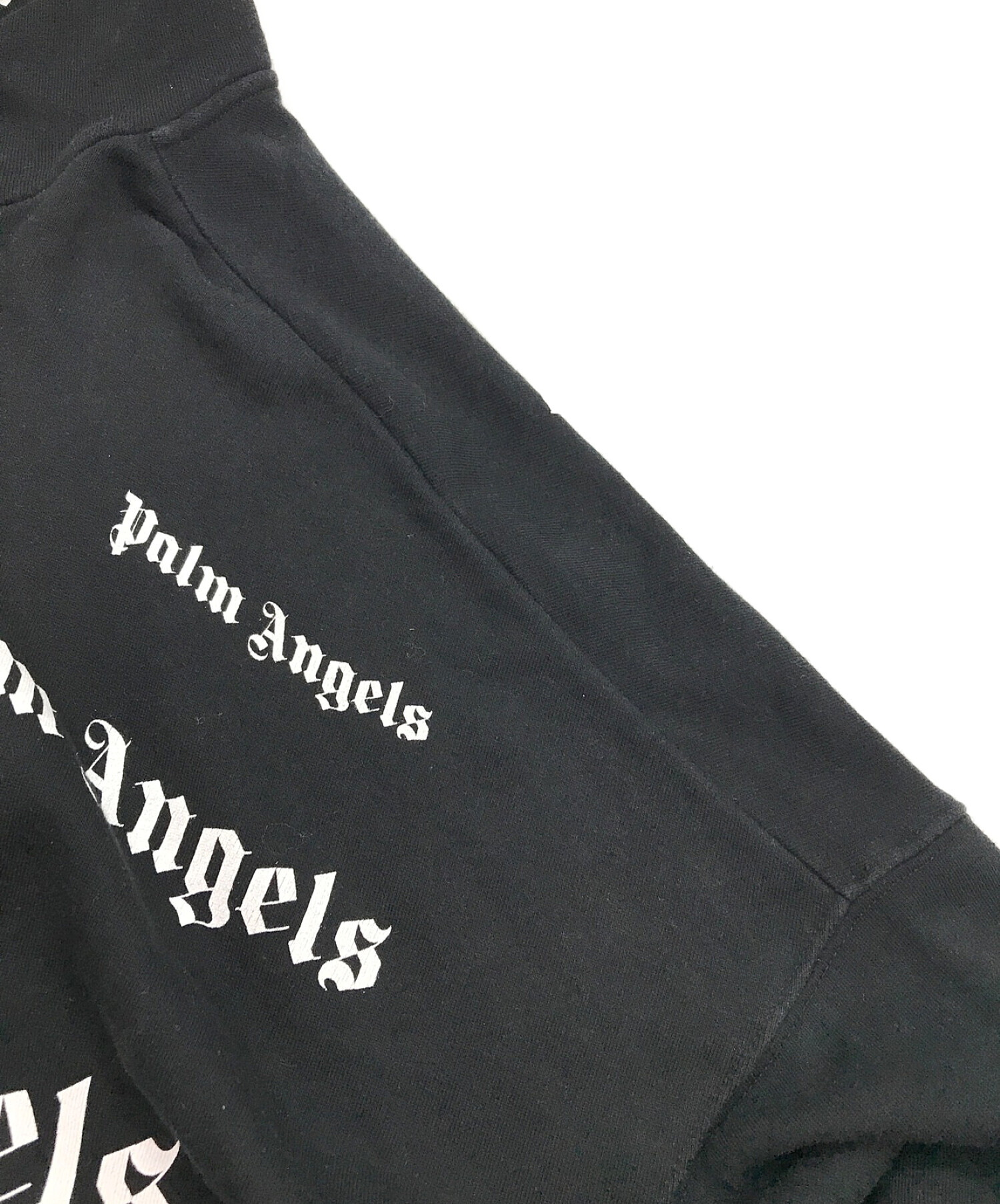 Palm Angels (パーム エンジェルス) ロゴ プリント プルオーバー フーディ　パーカー ブラック サイズ:M