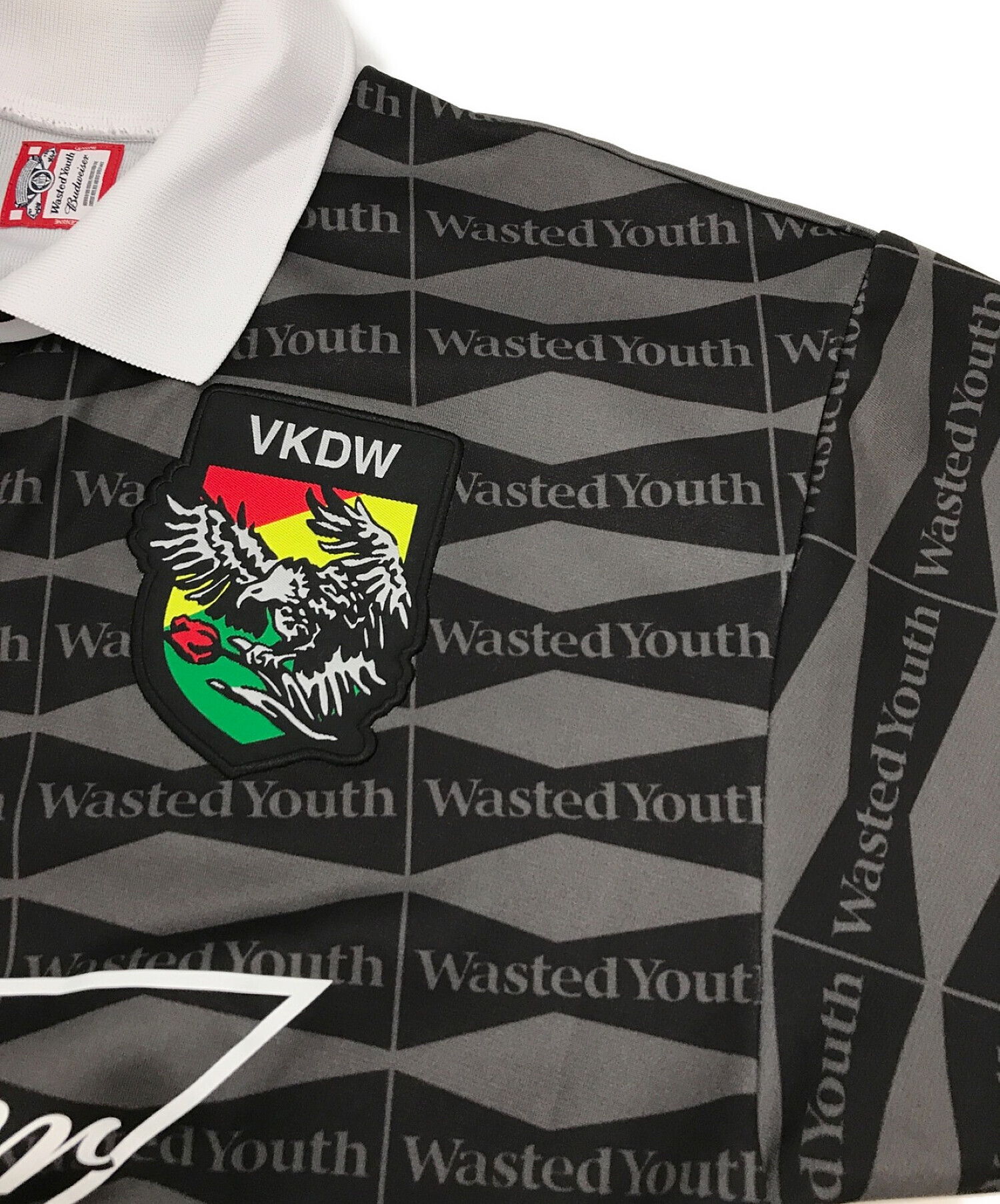 Wasted Youth x Budweiser (ウェイステッド ユース×バドワイザー) HUMAN MADE (ヒューマンメイド) WYxBW  SOCCER GAME SHIRT ホワイト×ブラック サイズ:M