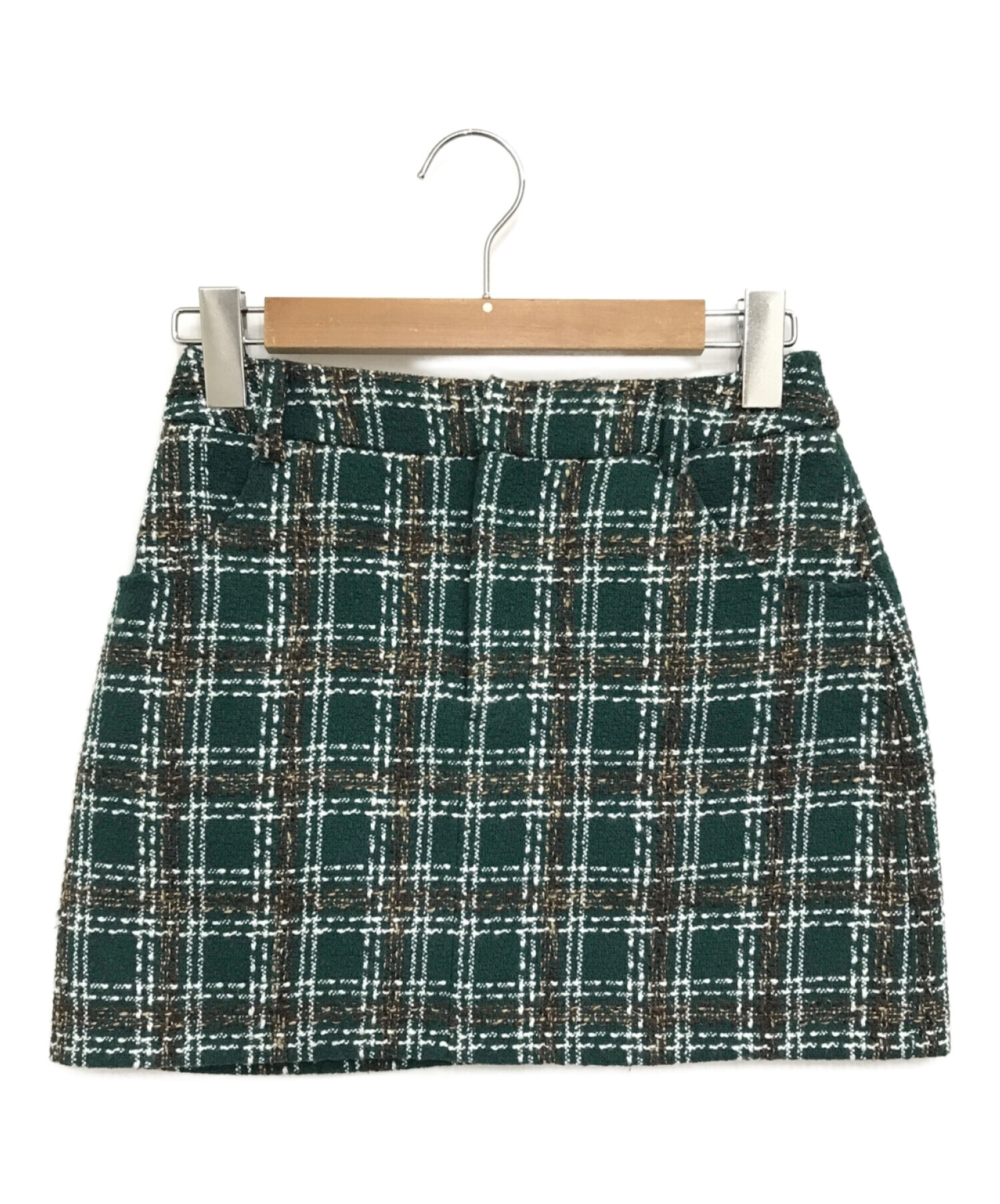 グリーン タータンチェック ミニスカート - スカート