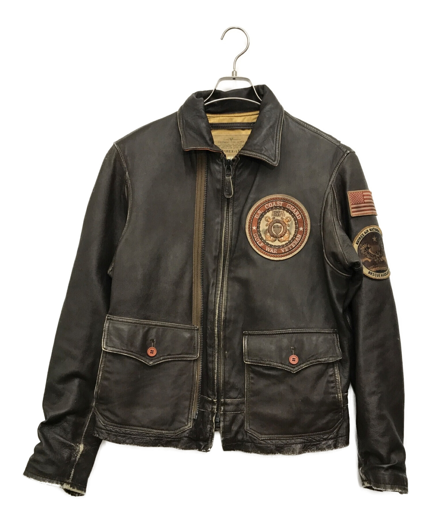 AVIREX (アヴィレックス) シープレザージャケット sheep leather jacket ブラウン サイズ:L
