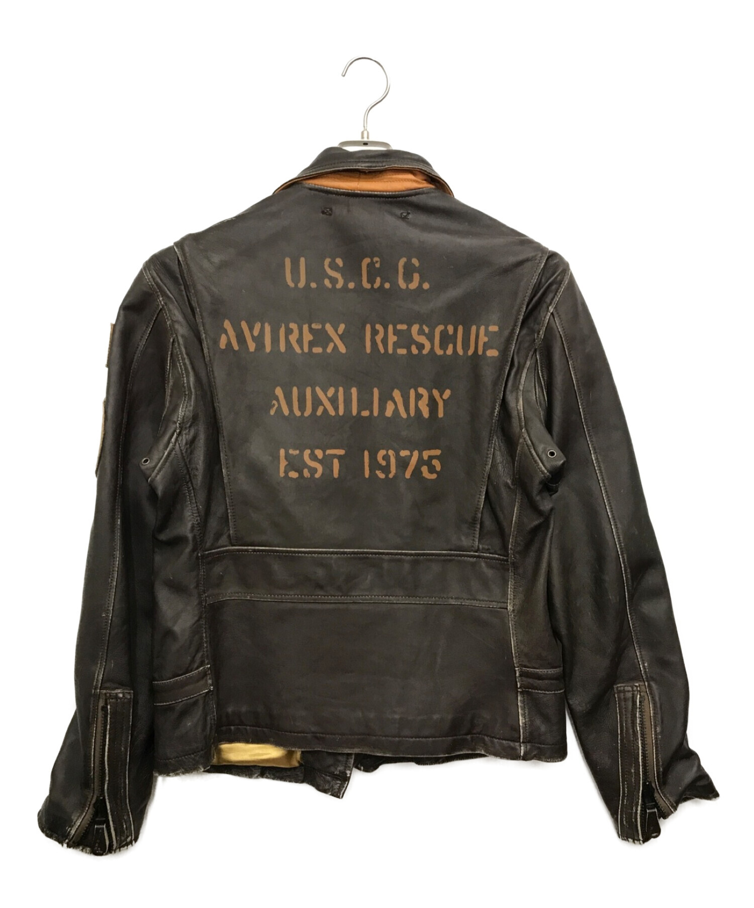 AVIREX (アヴィレックス) シープレザージャケット sheep leather jacket ブラウン サイズ:L