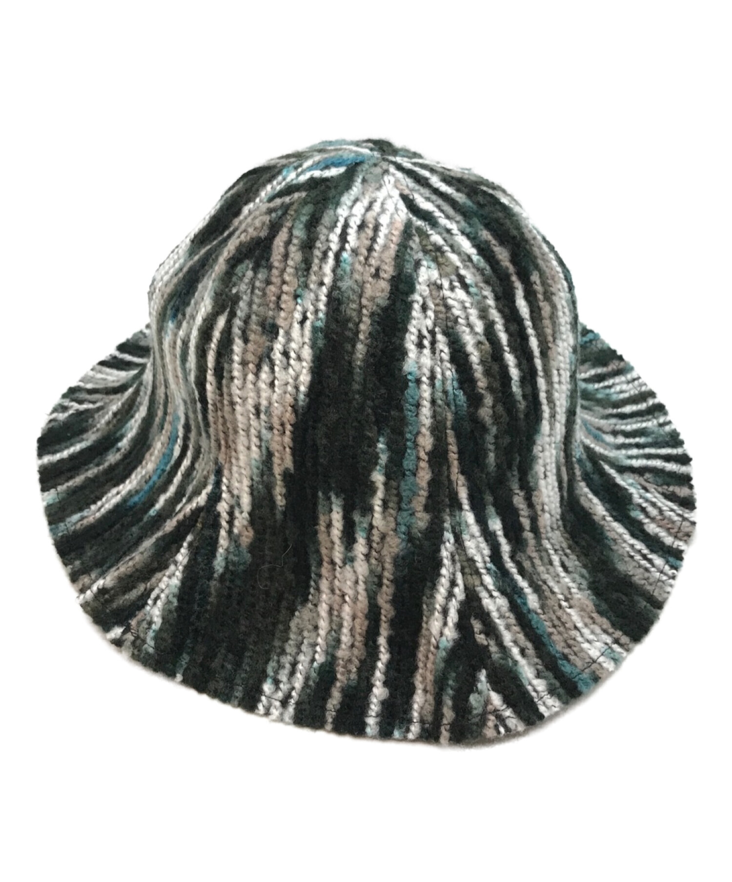 PERVERZE (パーバーズ) バケットハット/チューリップハット/Stripe Yarn Hat ブラック×グリーン サイズ:FREE