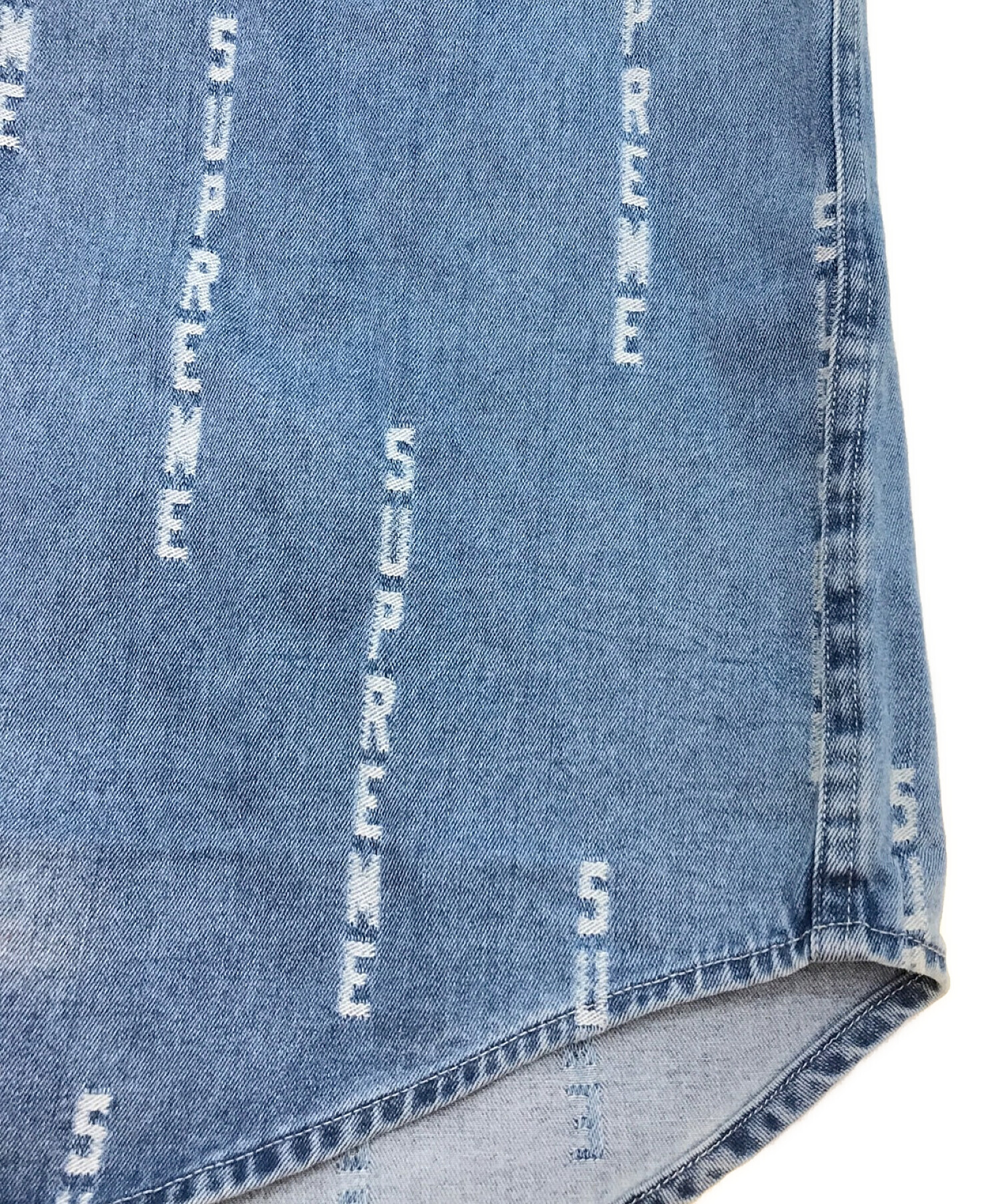 SUPREME (シュプリーム) Logo Stripe Jacquard Denim Shirt インディゴ サイズ:M