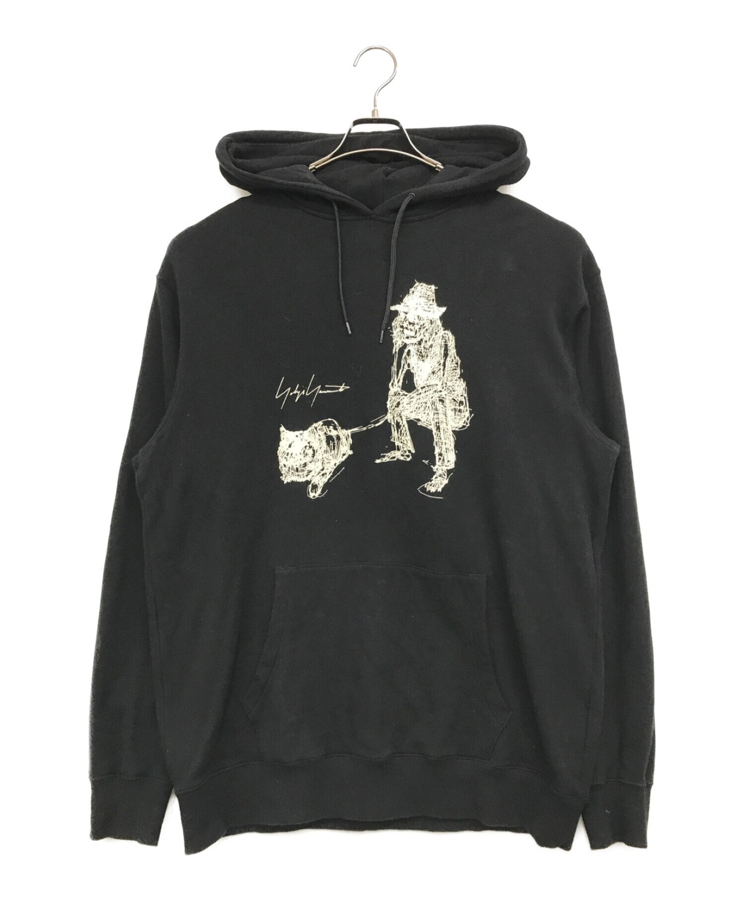 New Era (ニューエラ) Yohji Yamamoto pour homme (ヨウジヤマモト プールオム) コラボAsakura  DRAWING PRINT SWEAT ブラック サイズ:XXL