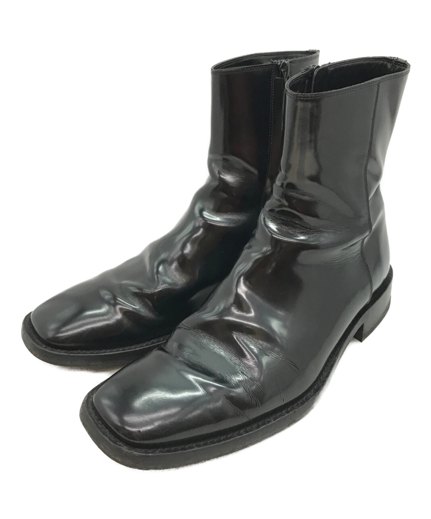 BALENCIAGA (バレンシアガ) リムブーティパテントサイドジップレザーブーツ ブラック サイズ:43 (28.5cm相当)