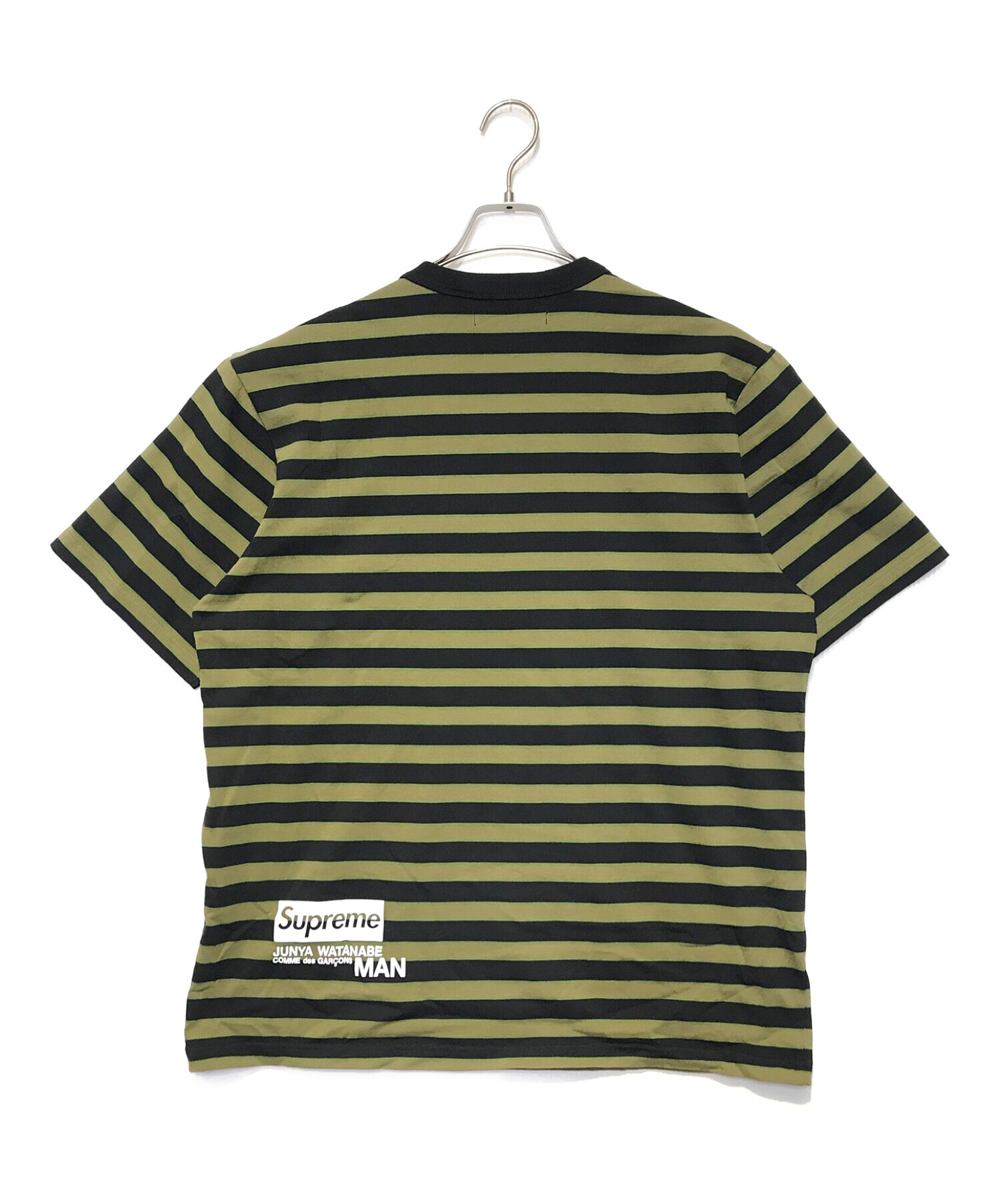 SUPREME (シュプリーム) COMME des GARCONS JUNYA WATANABE MAN (コムデギャルソンジュンヤワタナベマン)  Stripe S/S Top Black ボーダーTシャツ ブラック×グリーン サイズ:L