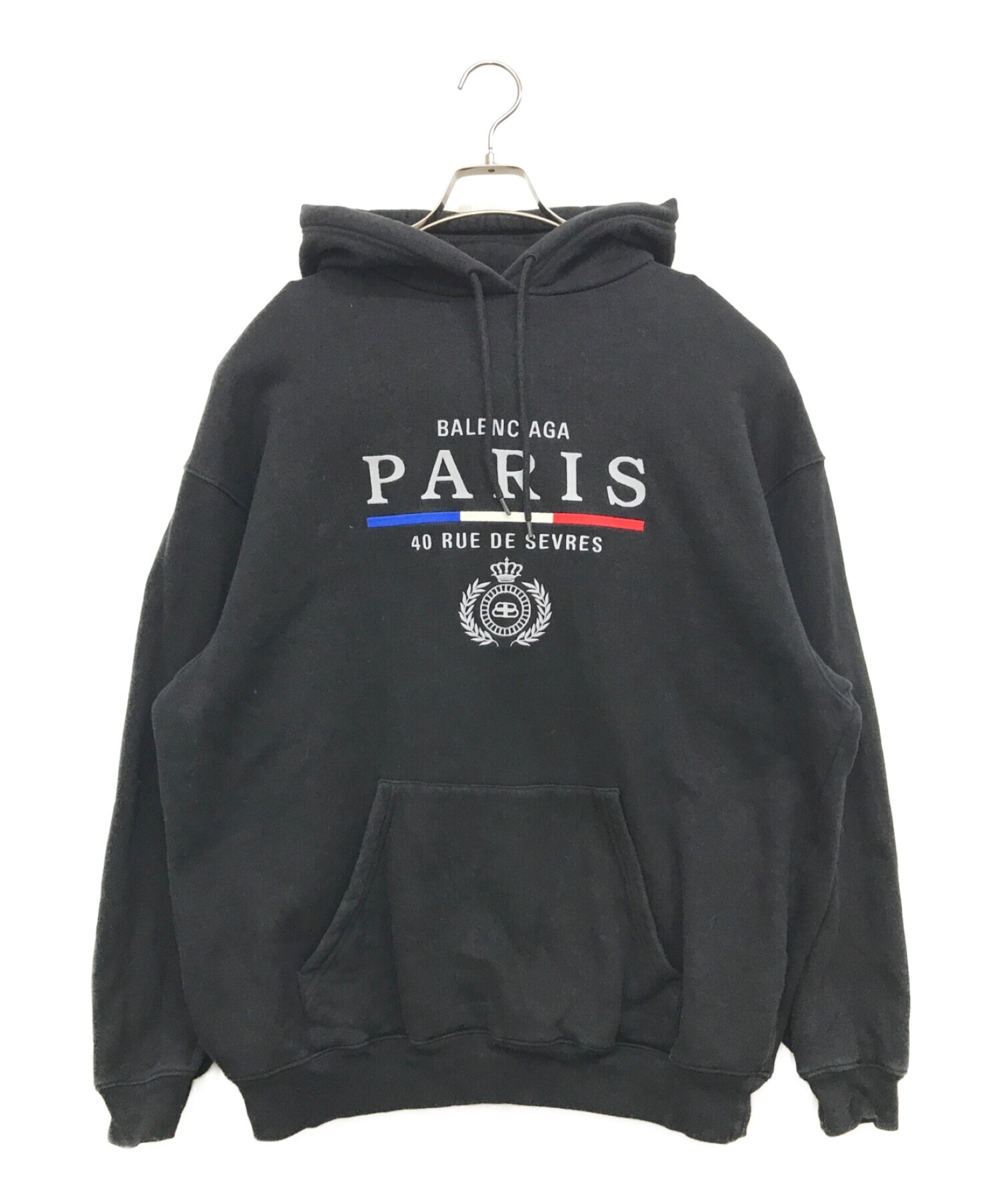 中古・古着通販】BALENCIAGA (バレンシアガ) 19AW Paris Flag Hoodie ブラック サイズ:M｜ブランド・古着通販  トレファク公式【TREFAC FASHION】スマホサイト