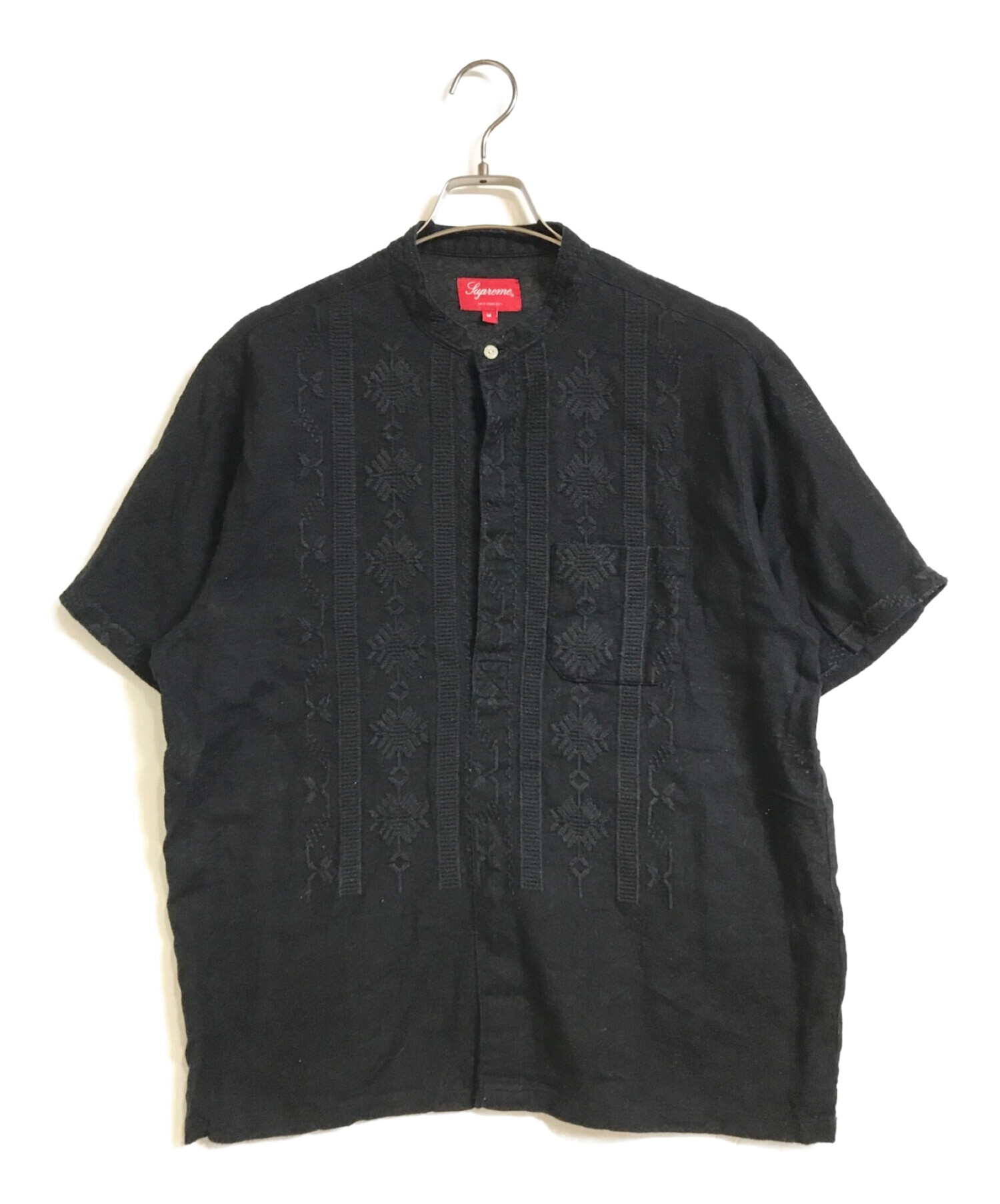 SUPREME ナイロンフィールドシャツ M ブラック クラシックロゴ刺繍 ...