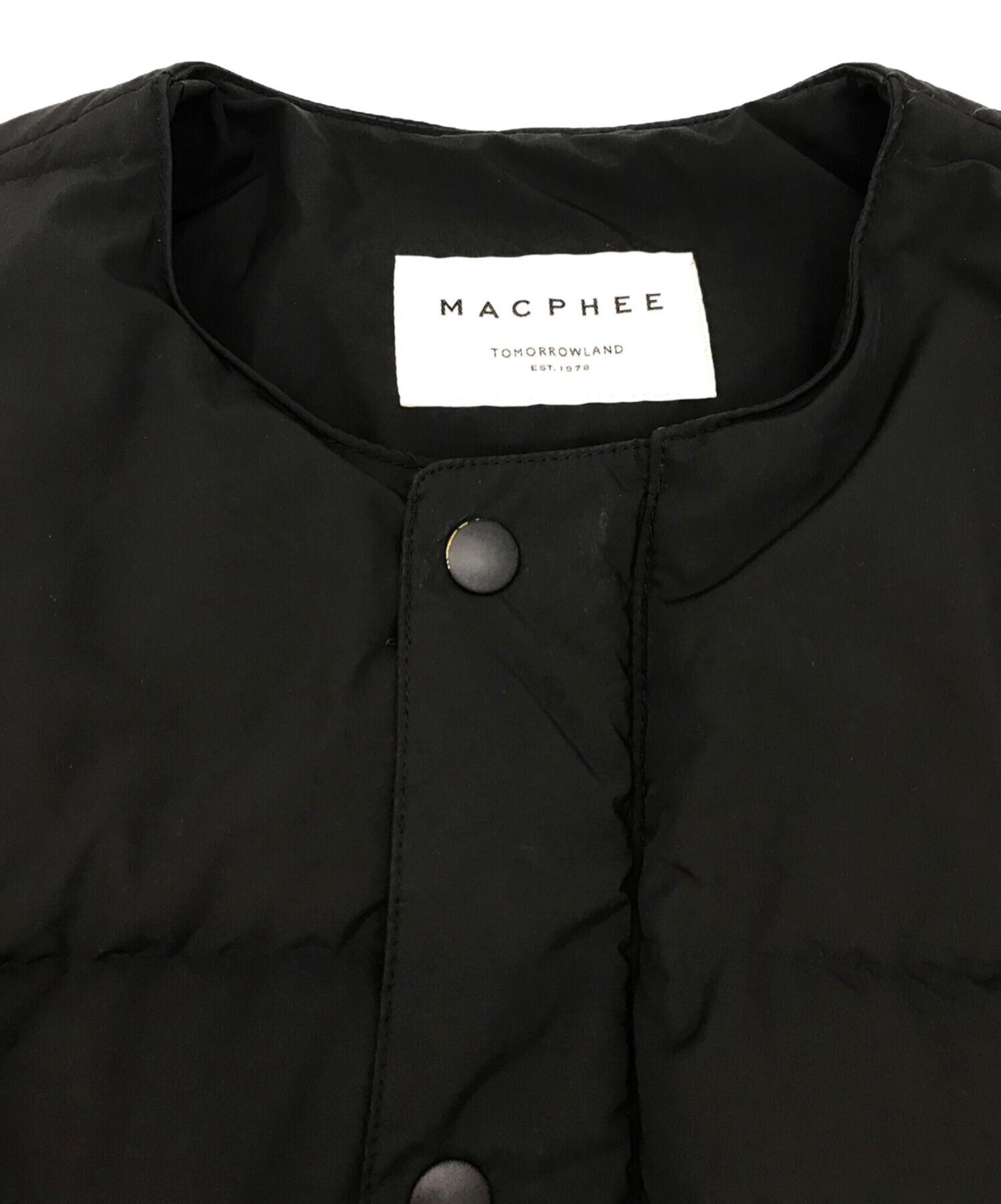 MACPHEE (マカフィー) シームレスダウン ノーカラージャケット ブラック サイズ:36