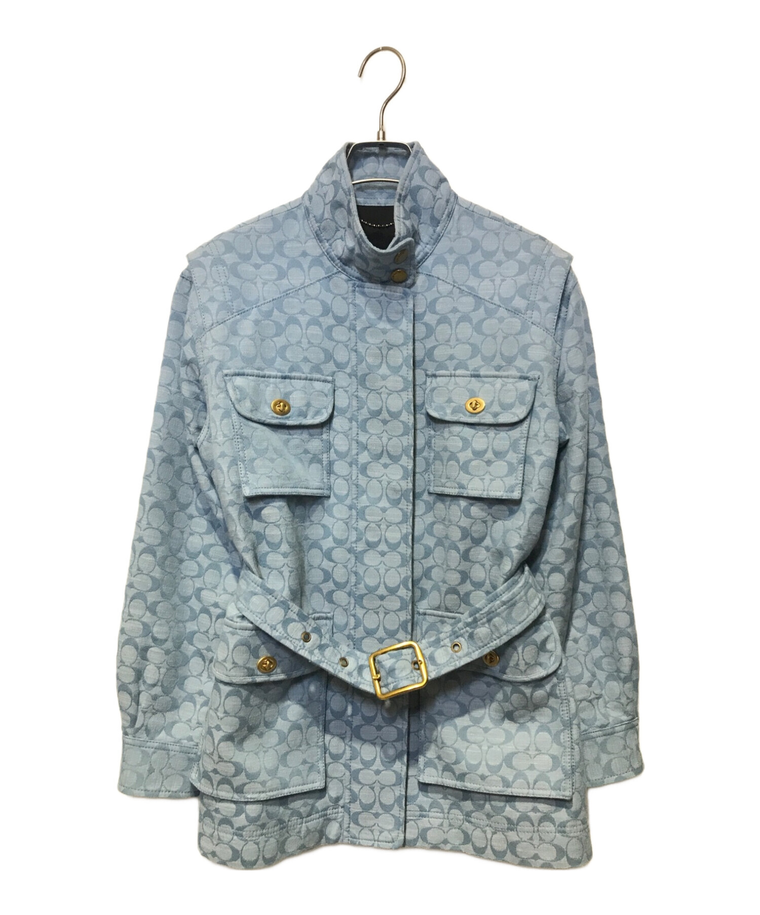 COACH (コーチ) SIGNATURE CHAMBRAY FIELD JACKET ブルー サイズ:2