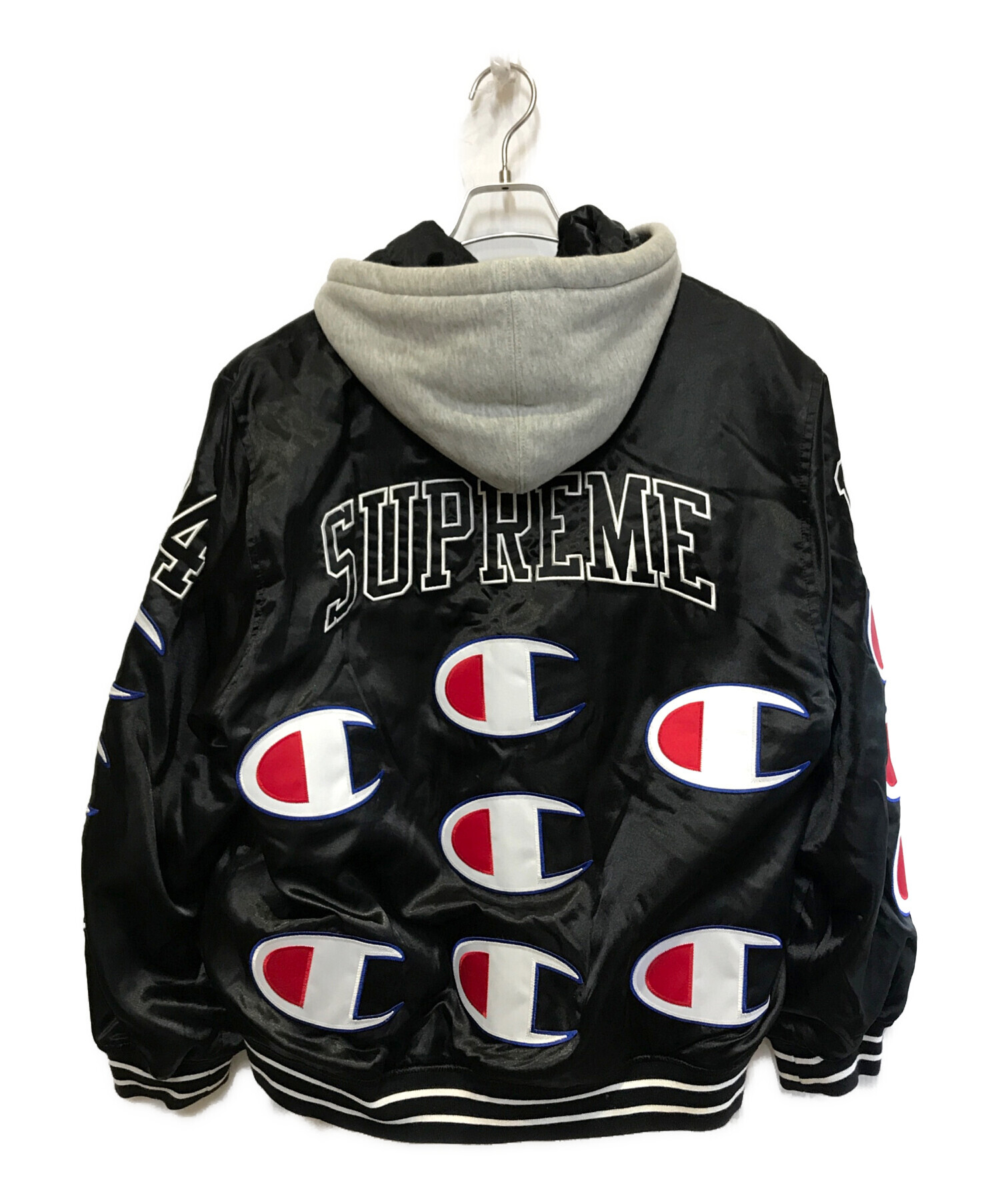 中古・古着通販】SUPREME (シュプリーム) Champion (チャンピオン) Hooded Satin Varsity Jacket ブラック  サイズ:M｜ブランド・古着通販 トレファク公式【TREFAC FASHION】スマホサイト