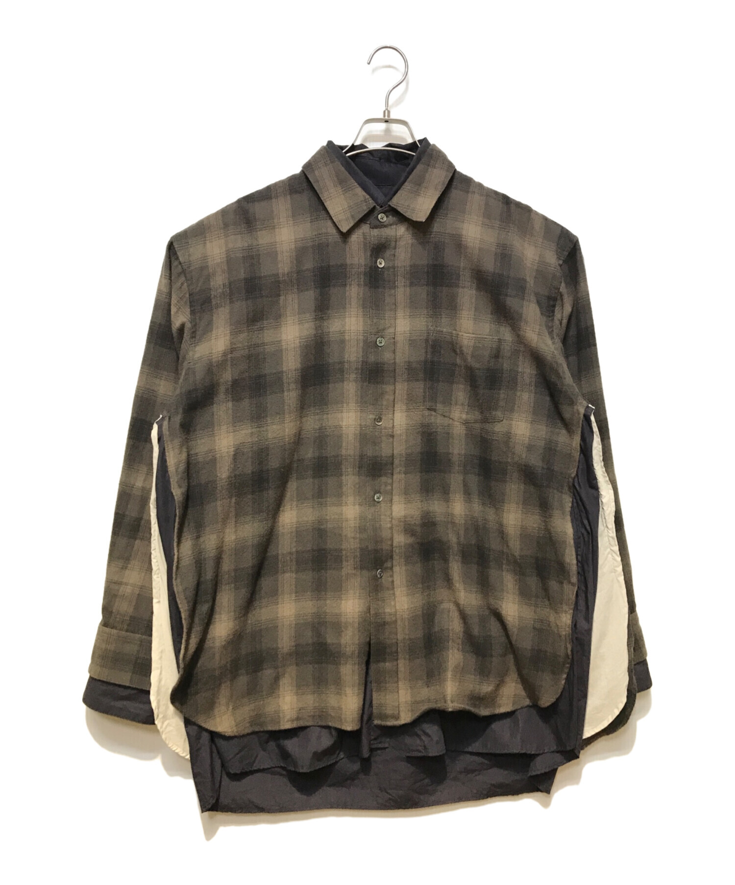 stein (シュタイン) OVERSIZED LAYERED FLANNEL SHIRT ブラウン サイズ:S