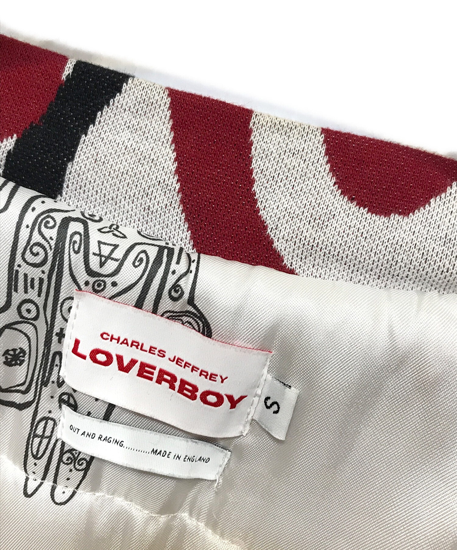 中古・古着通販】CHARLES JEFFREY LOVERBOY (チャールズ ジェフリー ラバーボーイ) ボンバージャケット レッド×ホワイト  サイズ:S｜ブランド・古着通販 トレファク公式【TREFAC FASHION】スマホサイト