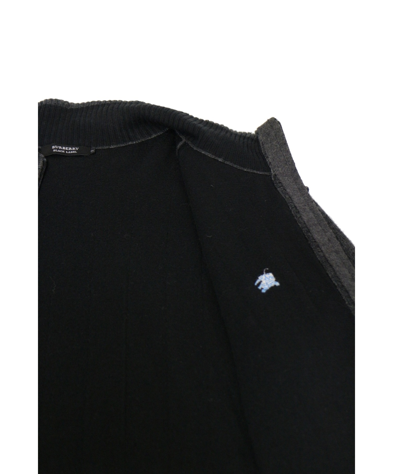 BURBERRY BLACK LABEL (バーバリーブラックレーベル) ジップアップニットジャケット グレー サイズ:2