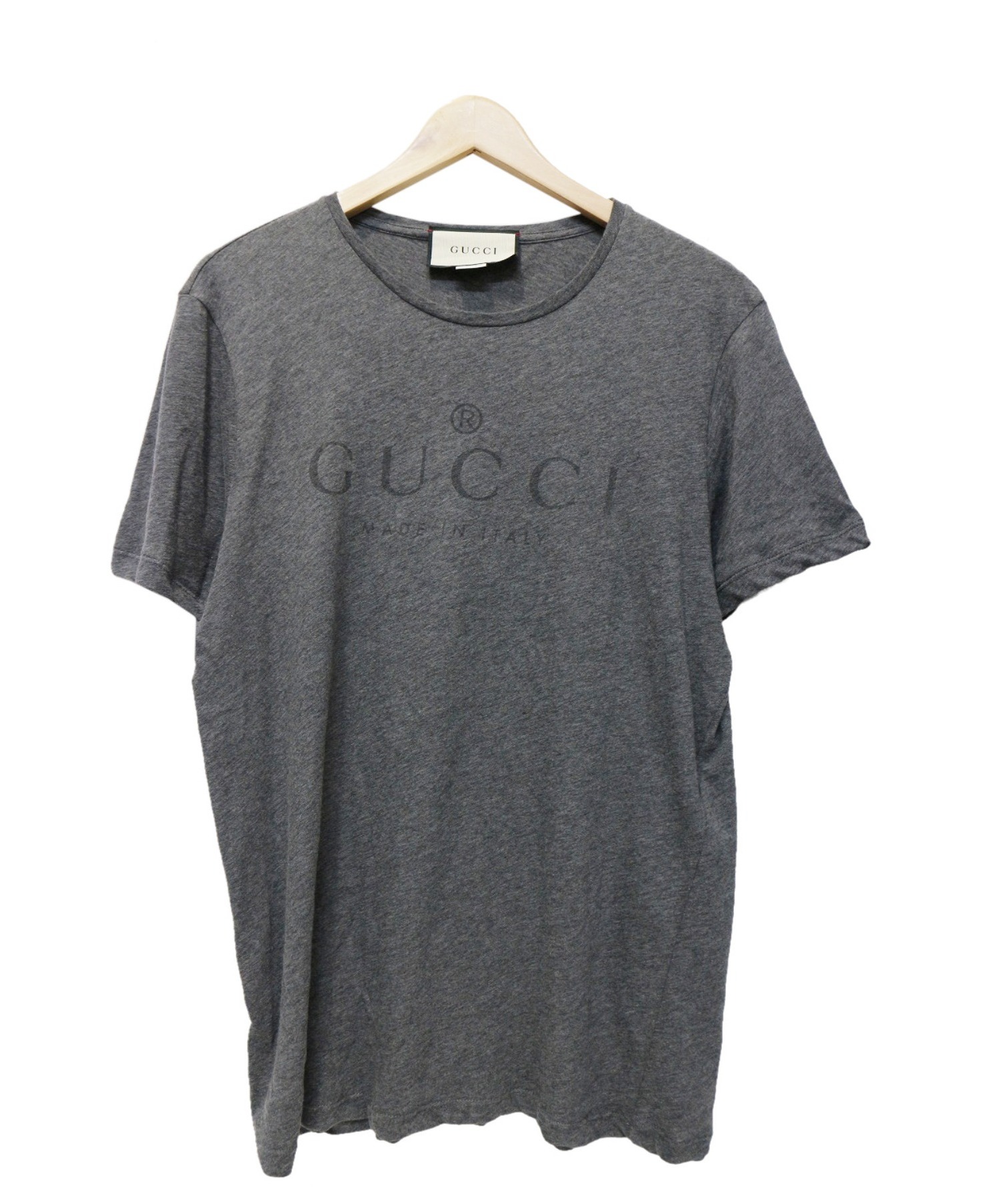 GUCCI (グッチ) ロゴプリントTシャツ グレー サイズ:XL