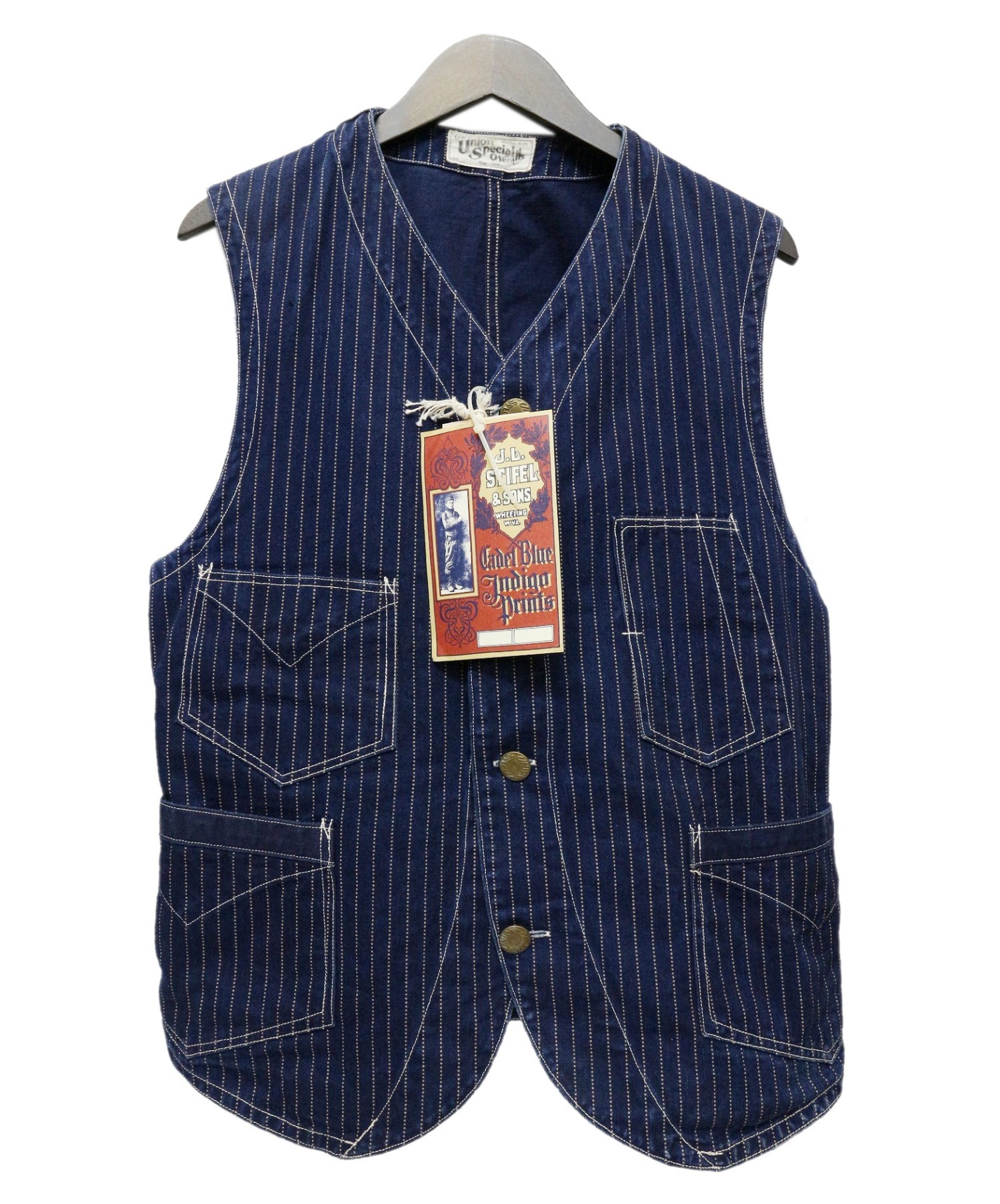 UNION SPECIAL OVERALLS (ユニオンスペシャルオーバーオールズ) CONDUCTOR VEST インディゴ サイズ:40