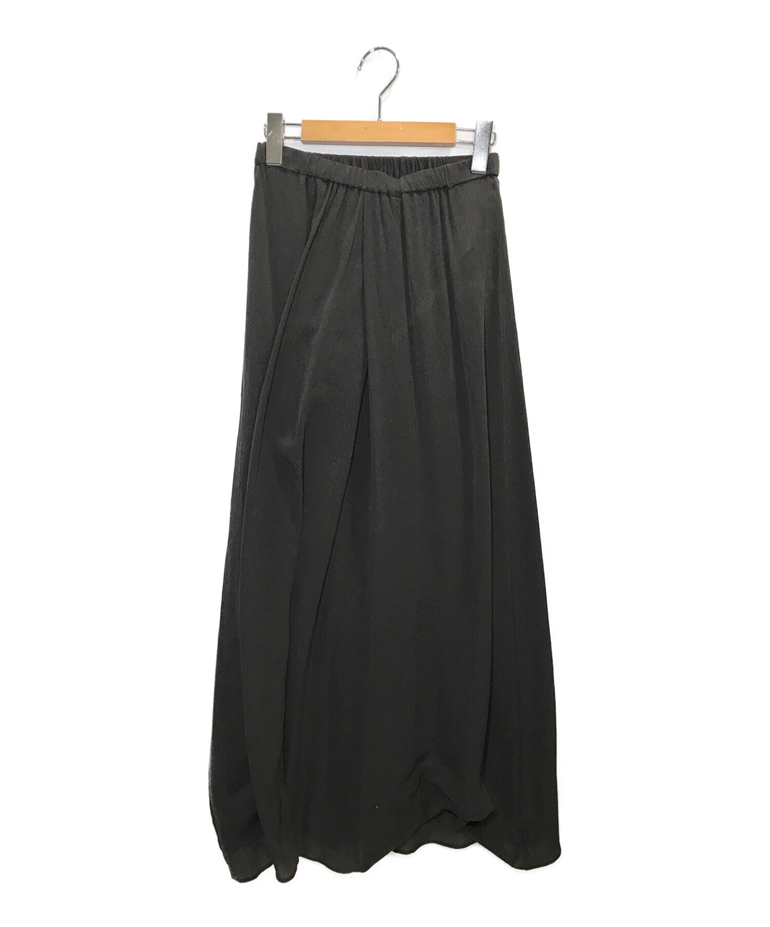 ATON (エイトン) SILK DECHIN FRONT DRAPED SKIRT(シルクデザインフロントドレープスカート) グレー サイズ:02