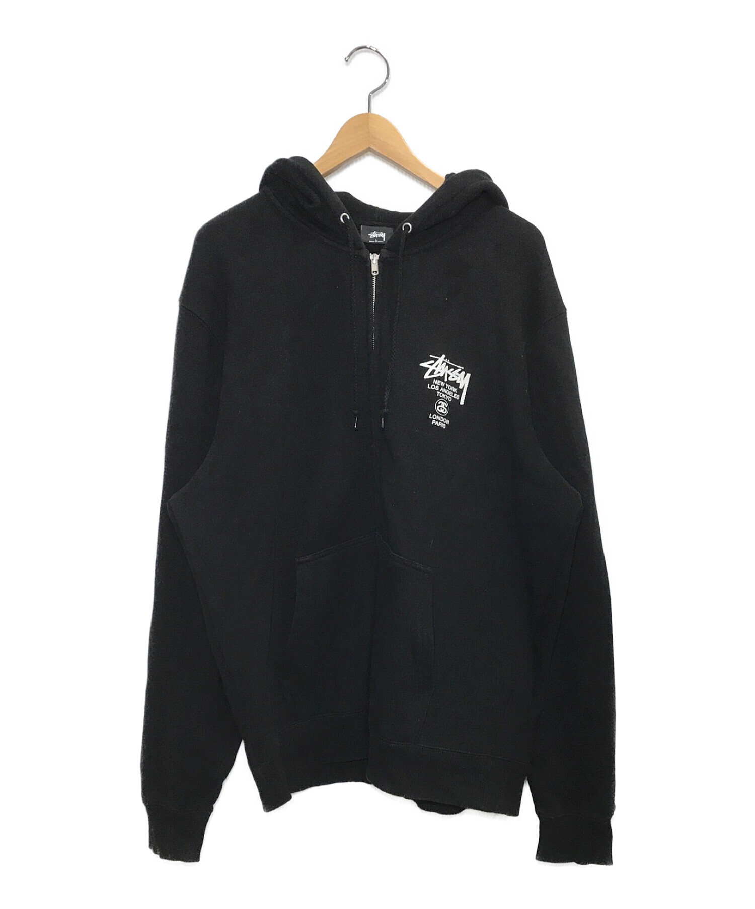 stussy (ステューシー) ワールドツアージップパーカー ブラック サイズ:L