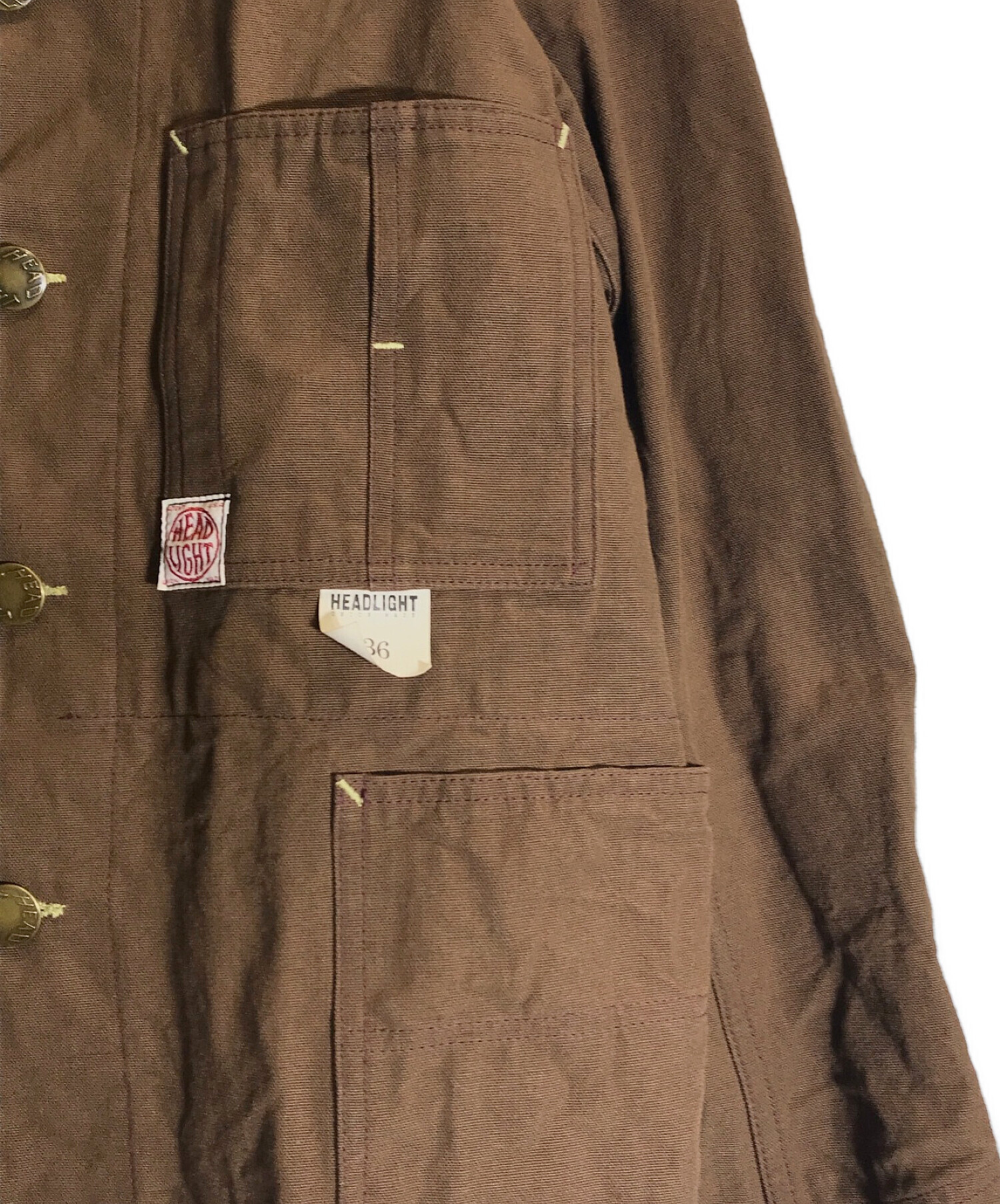 HEADLIGHT (ヘッドライト) 9oz. BROWN DUCK WORK COAT（ブラウンダックワークコート） ブラウン サイズ:SIZE 36